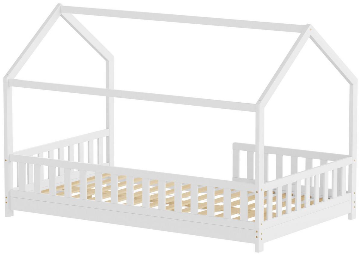 Bodenbett Kids - Weiss/Naturfarben, Konventionell, Holz (120/200cm) - Mömax