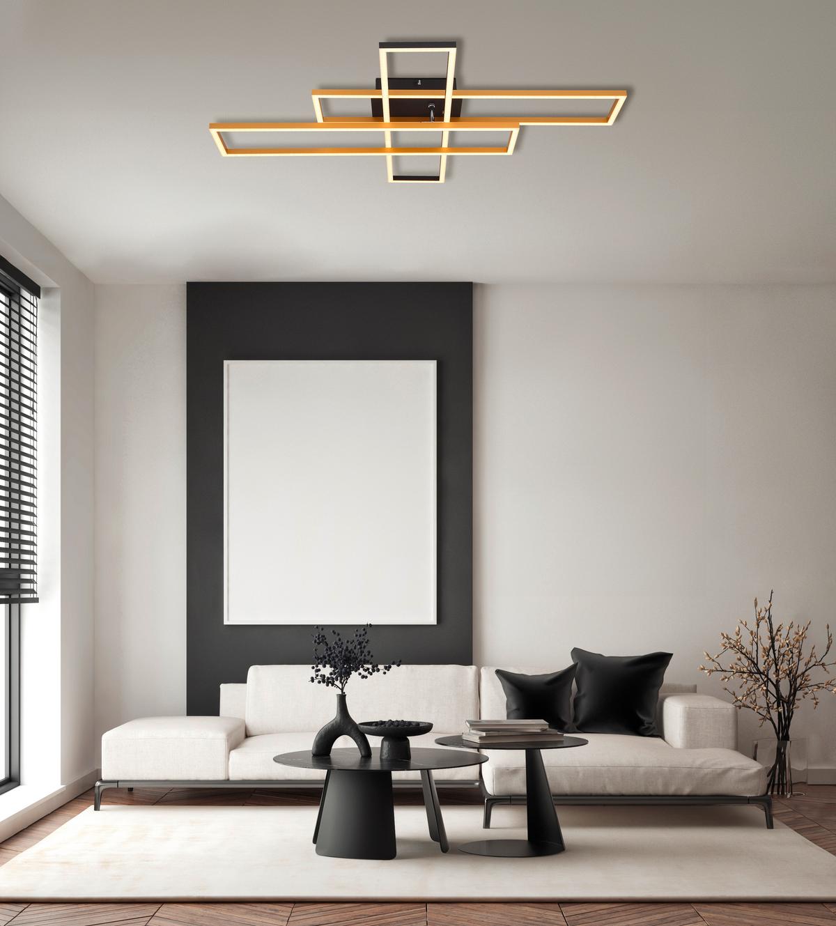 Led Mennyezeti Lámpa 67208-40g - fekete/opál, Design, műanyag/fém (80/60/9.5cm) - Globo