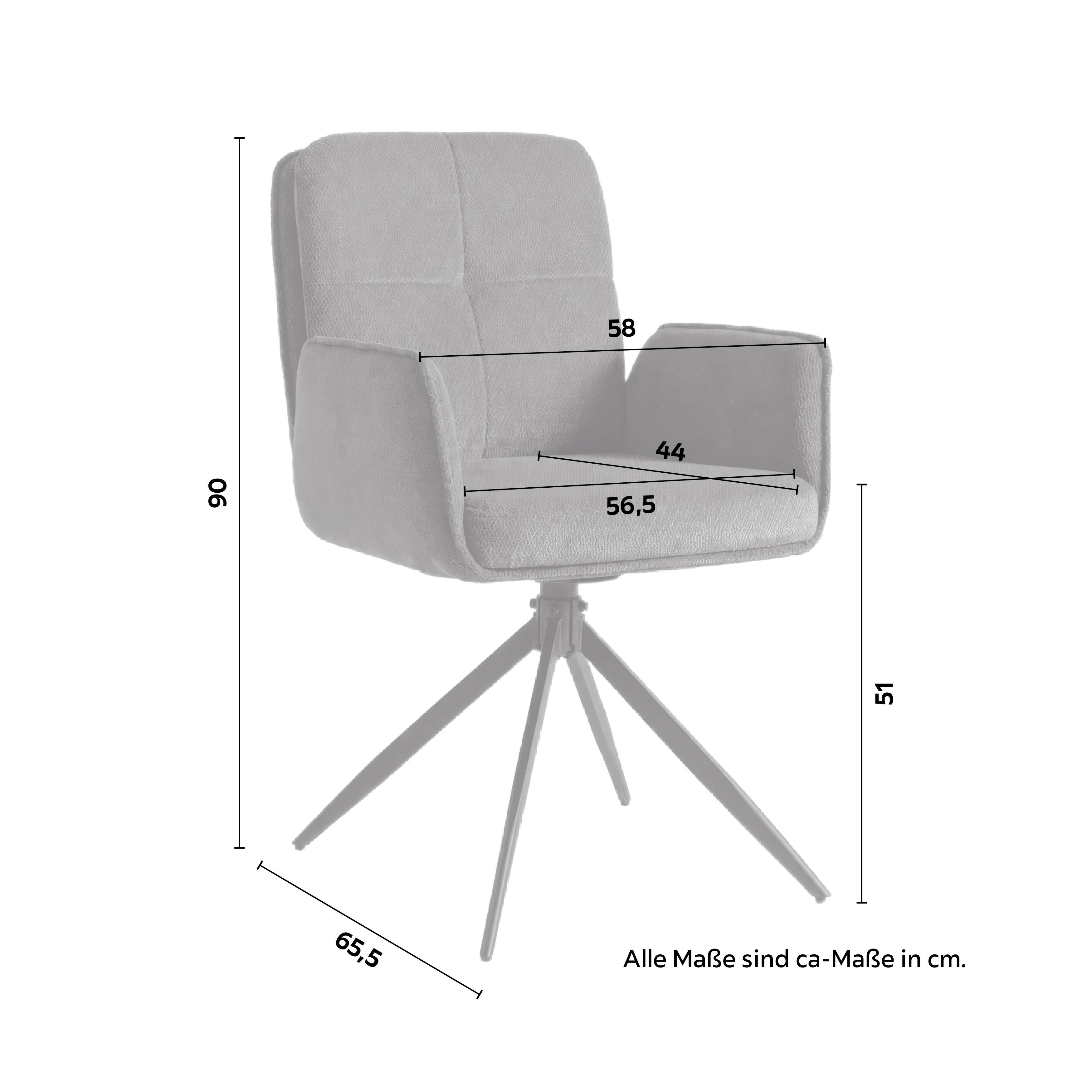 STOL MED ARMSTÖD NALANI - mörkgrå, Modern, metall/textil (58/90/65,5cm) - Bessagi Home