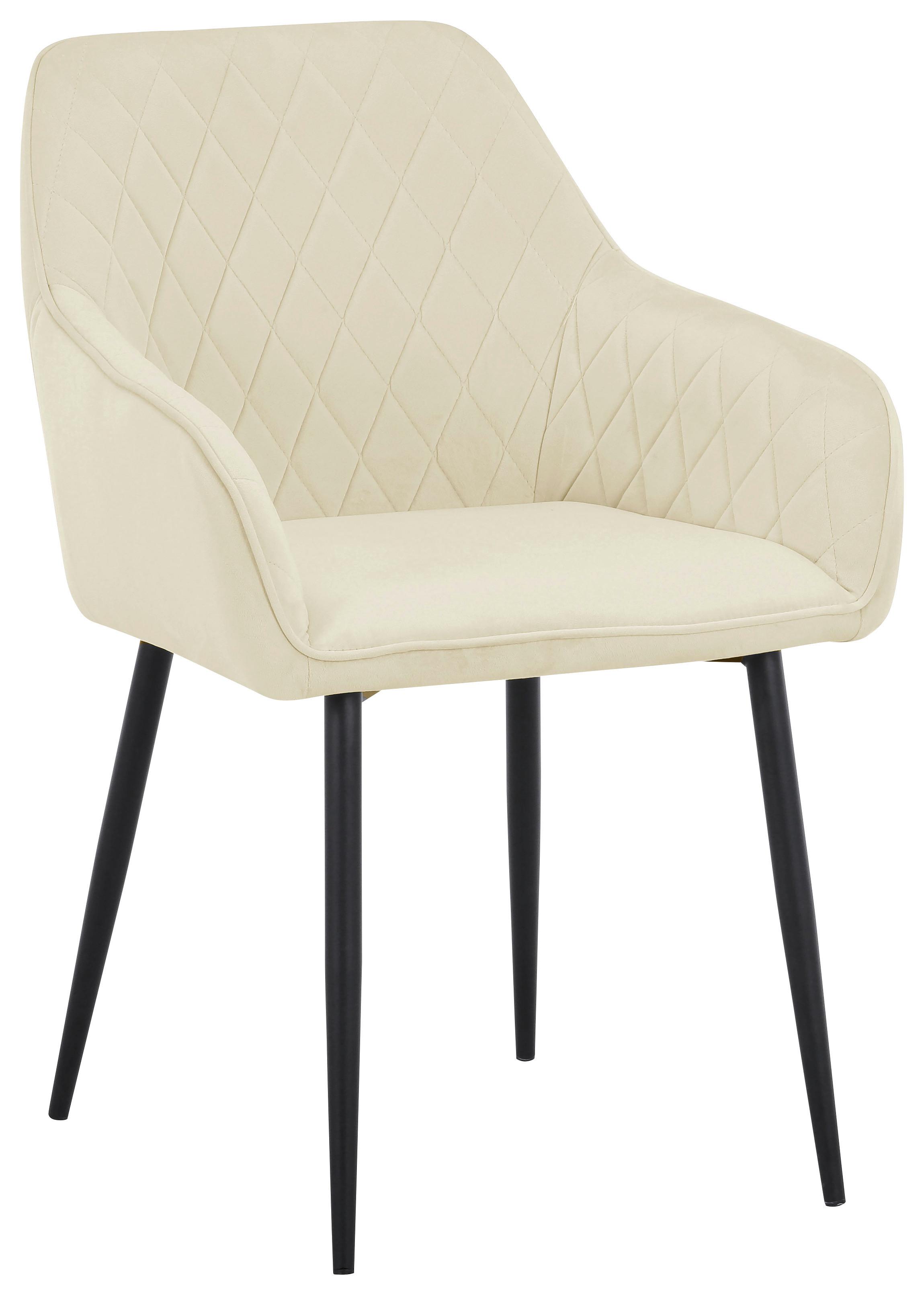 KRZESŁO Z PODŁOKIETNIKAMI STU - kremowy/czarny, Design, metal/tkanina (56/82,5/61,5cm) - Novel