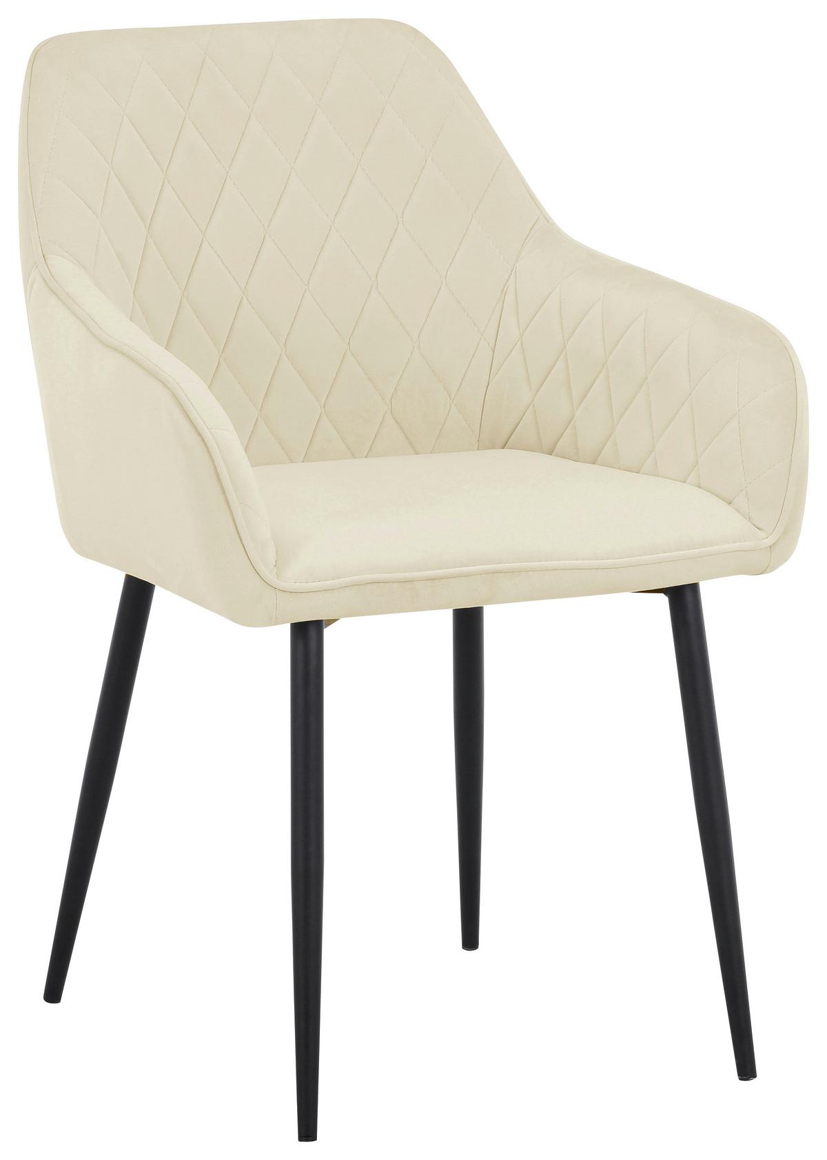 KRZESŁO Z PODŁOKIETNIKAMI STU - kremowy/czarny, Design, metal/tkanina (56/82,5/61,5cm) - Novel