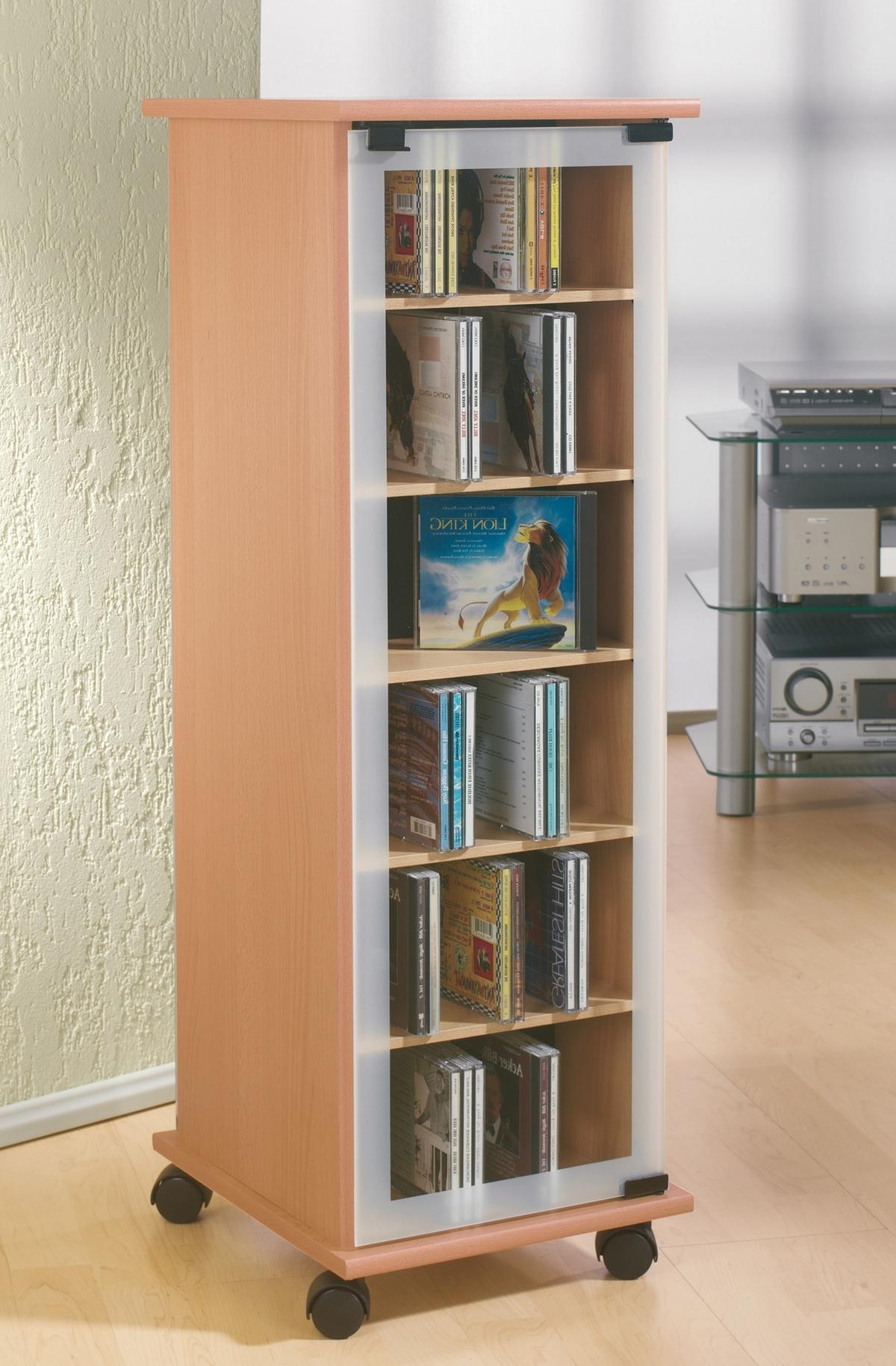 CD-Regal Valenza in Buchefarbe, B: 31 cm - Buchefarben, KONVENTIONELL, Glas/Holzwerkstoff (31/97,5/35cm) - MID.YOU
