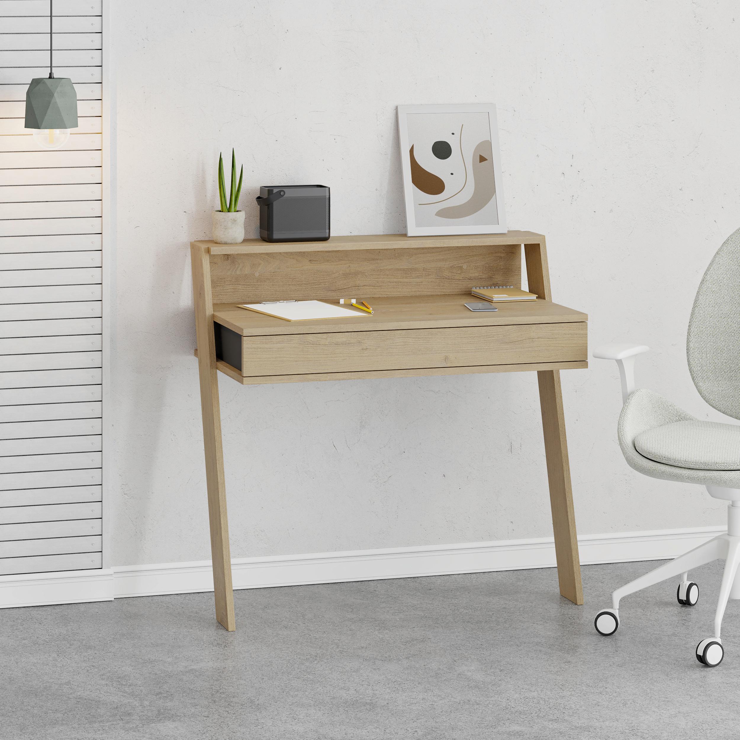 SCHREIBTISCH COWORK WORKING TABLE - Eichefarben/Anthrazit, Design, Holzwerkstoff (94/50/91cm) - Livetastic