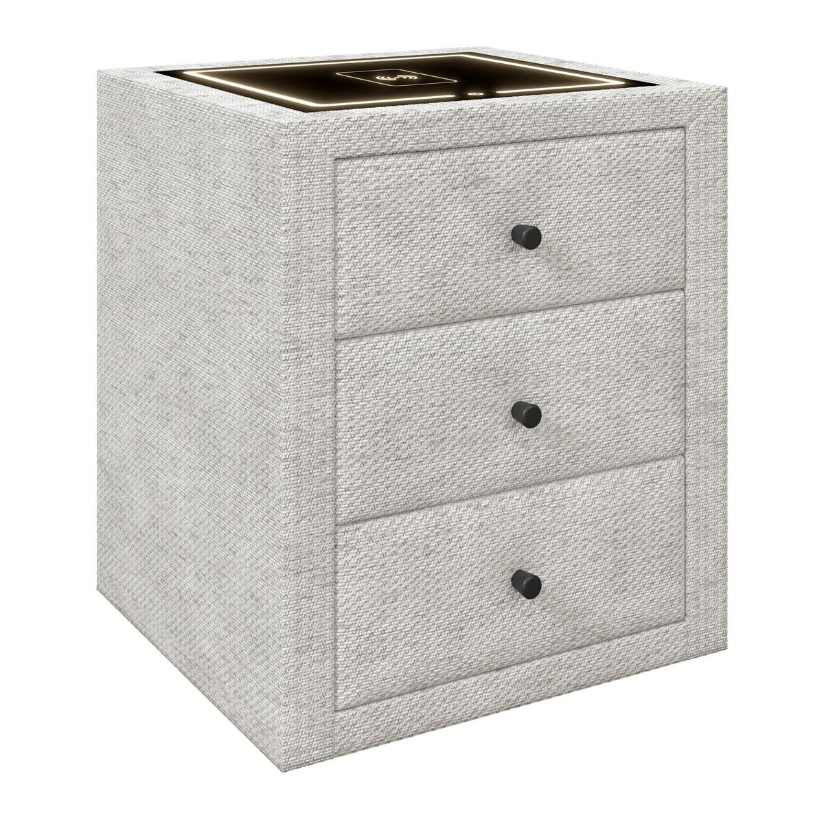 Noćni Stočić Brisbane Ii - crna/krem, Trendi, staklo/tekstil (49,5/56,5/46cm) - Premium Living