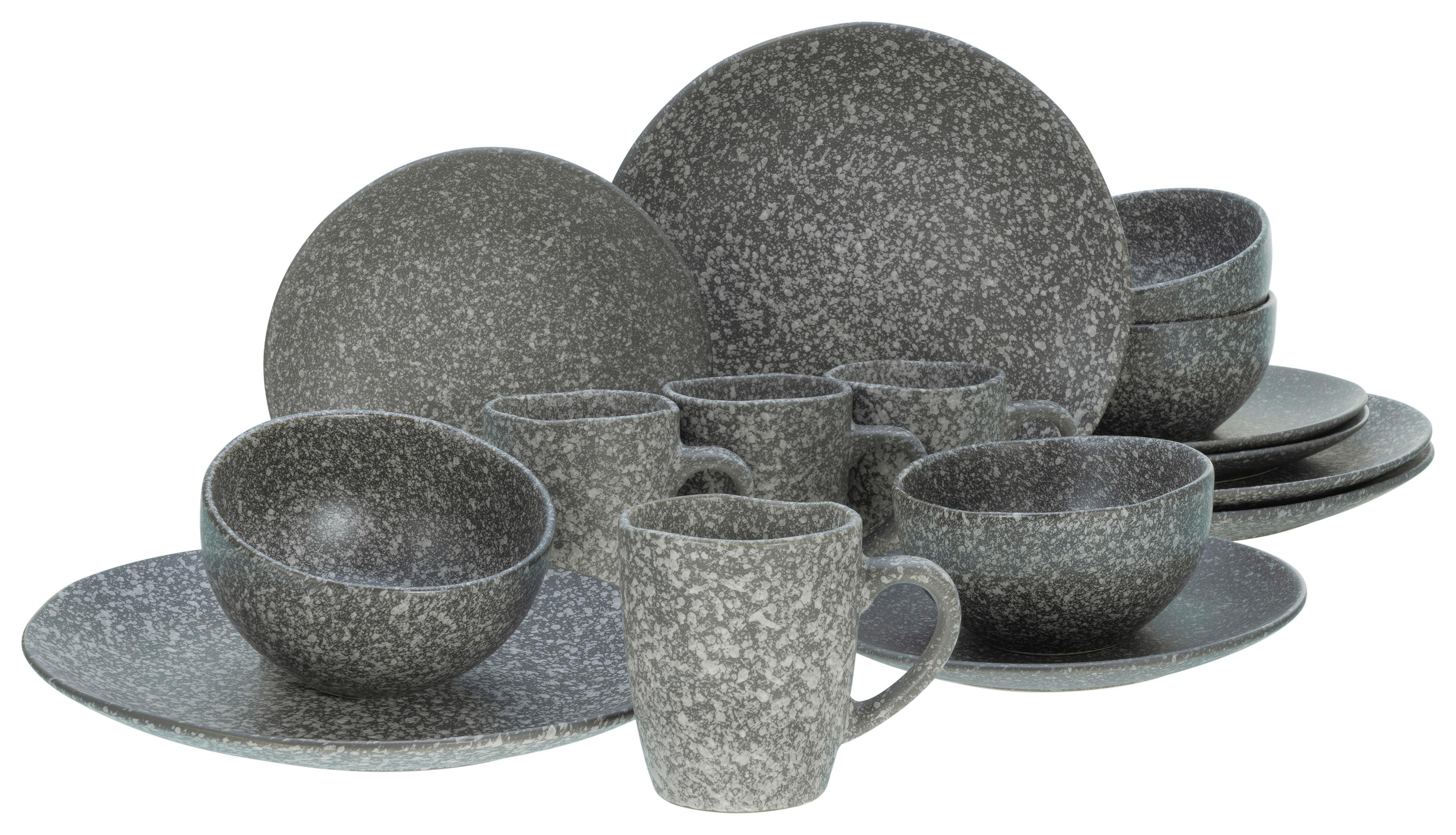Kombiservice Granit in Grau, 16-teilig - Grau, MODERN, Keramik - Creatable