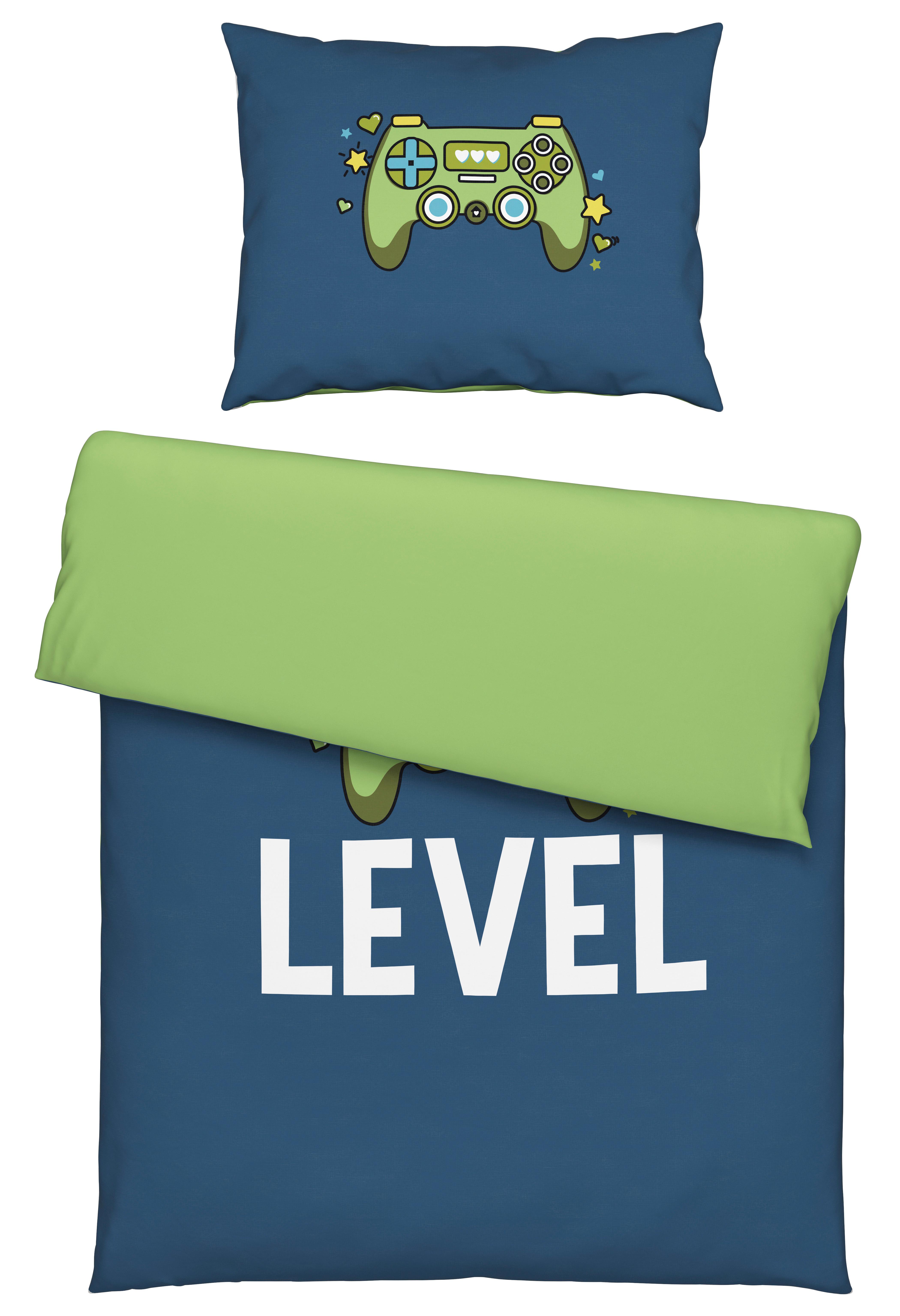 Jugendbettwäsche Level Blau/Grün ca. 140x200cm - Blau/Grün, Textil (140/200cm) - Modern Living
