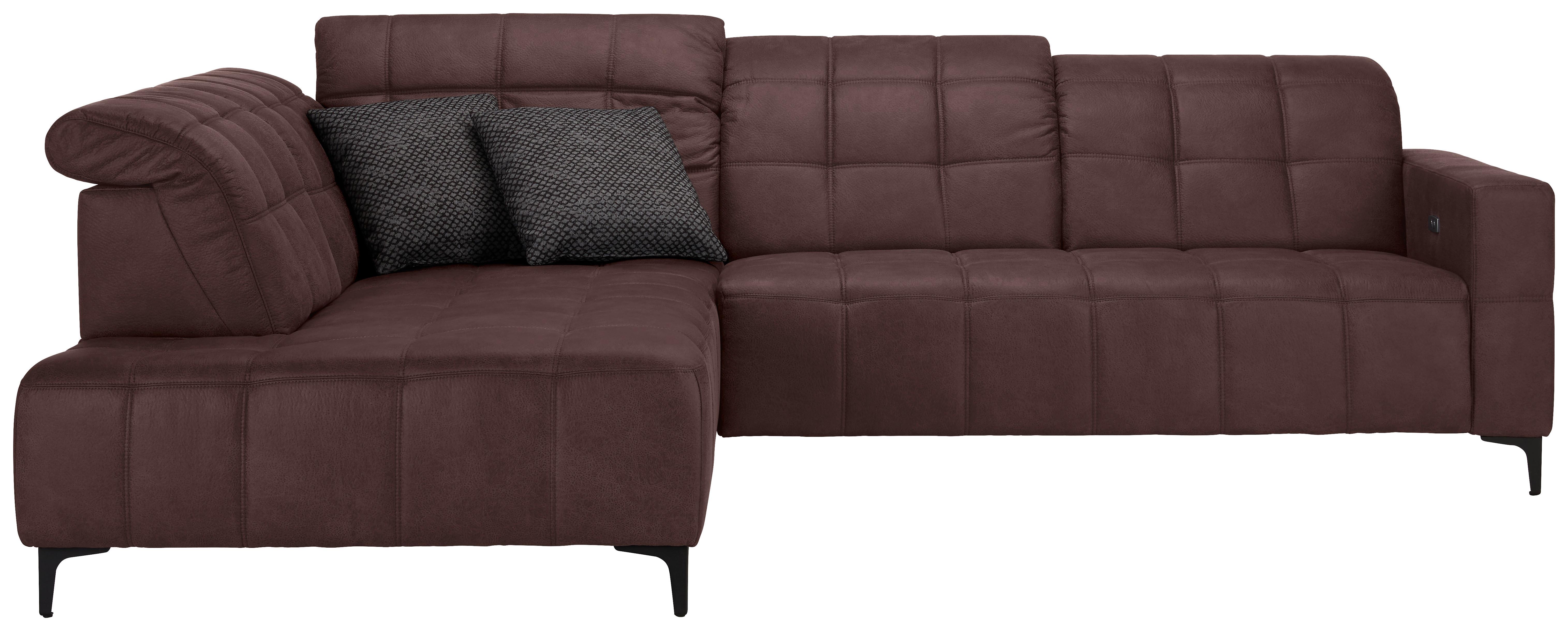 Ecksofa Panama links Braun - Schwarz/Braun, KONVENTIONELL, Textil/Metall (216/89-102/304cm) - Premium Living