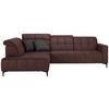 Ecksofa Panama links Braun - Schwarz/Braun, KONVENTIONELL, Textil/Metall (216/89-102/304cm) - Premium Living