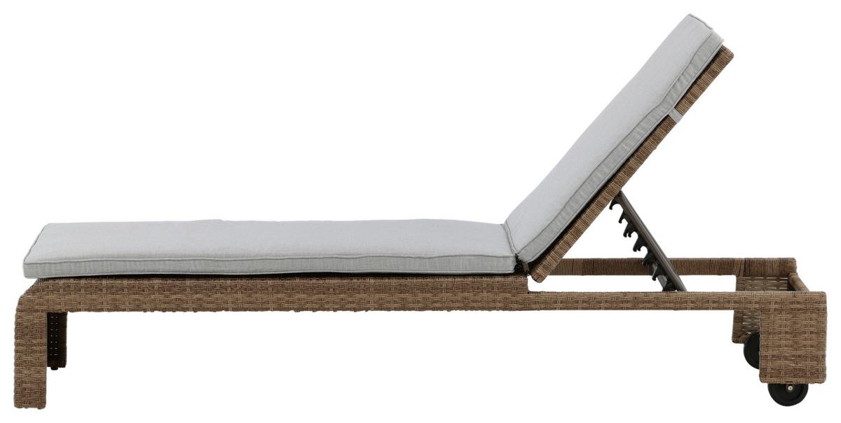 Sonnenliege London ca. 60x32x196 cm Hellbraun - Sandfarben/Hellbraun, KONVENTIONELL, Kunststoff/Textil (60/32/196cm) - Gardenson