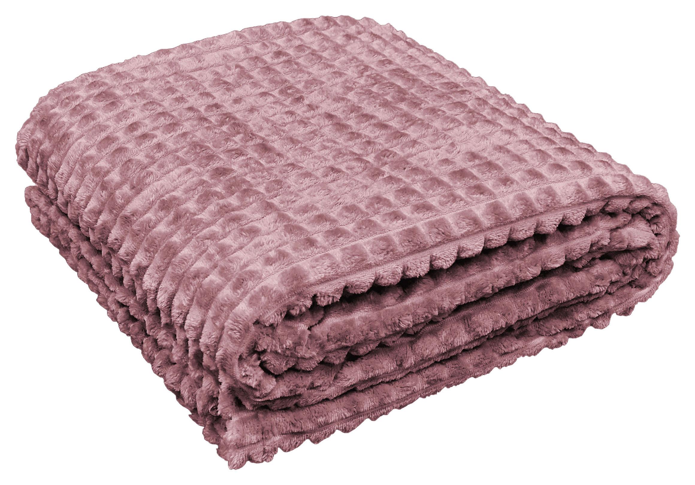 Kuscheldecke Checks Altrosa ca. 140x190cm - Altrosa, Textil (140/190cm)