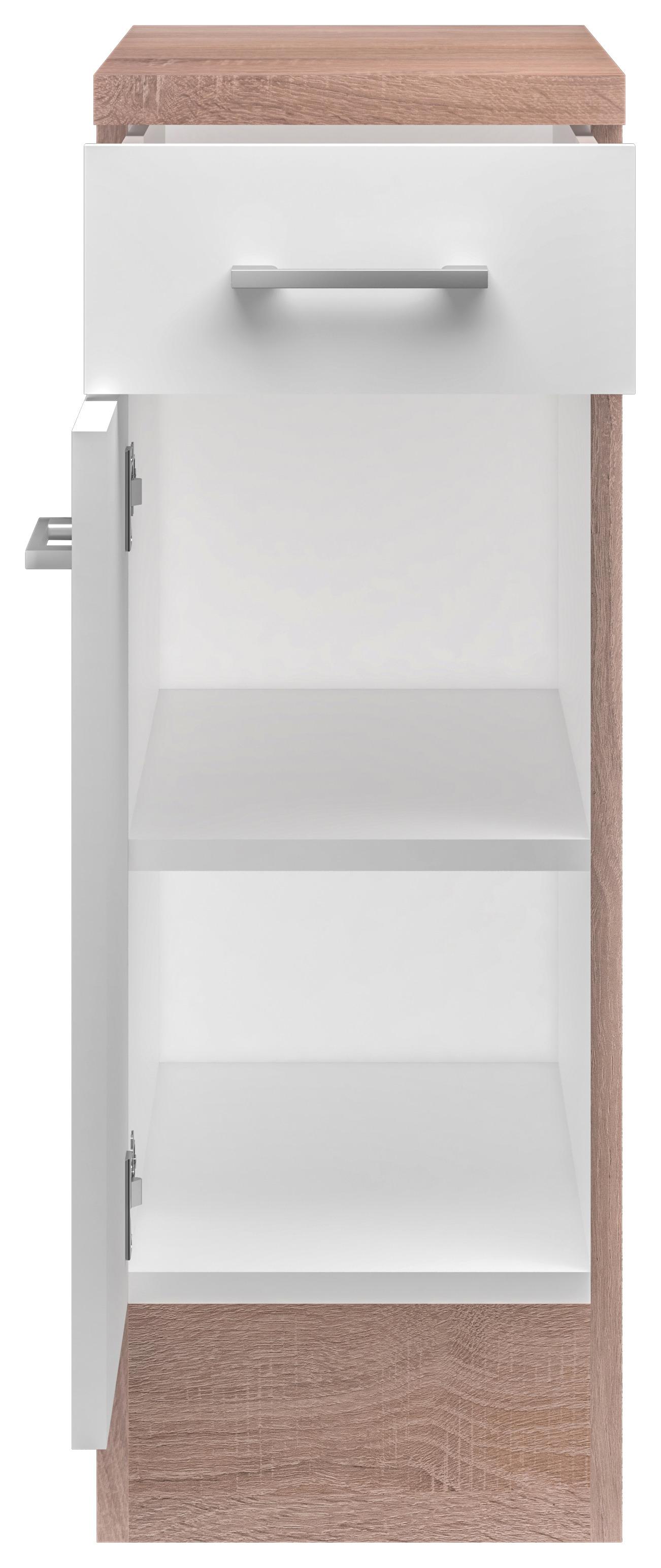 Küchenunterschrank Samoa ca. 30 cm Weiß/Sonoma Eiche - Alufarben/Weiß, KONVENTIONELL, Holzwerkstoff/Kunststoff (30/85/57cm) - FlexWell