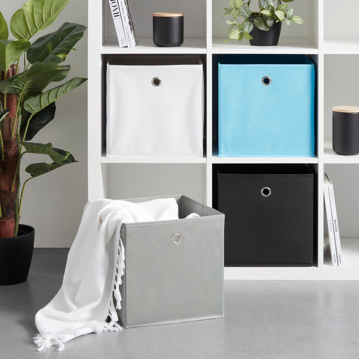 Faltbox Fibi in Blau - Hellblau, Konventionell, Karton/Textil (30/30/30cm) - Based