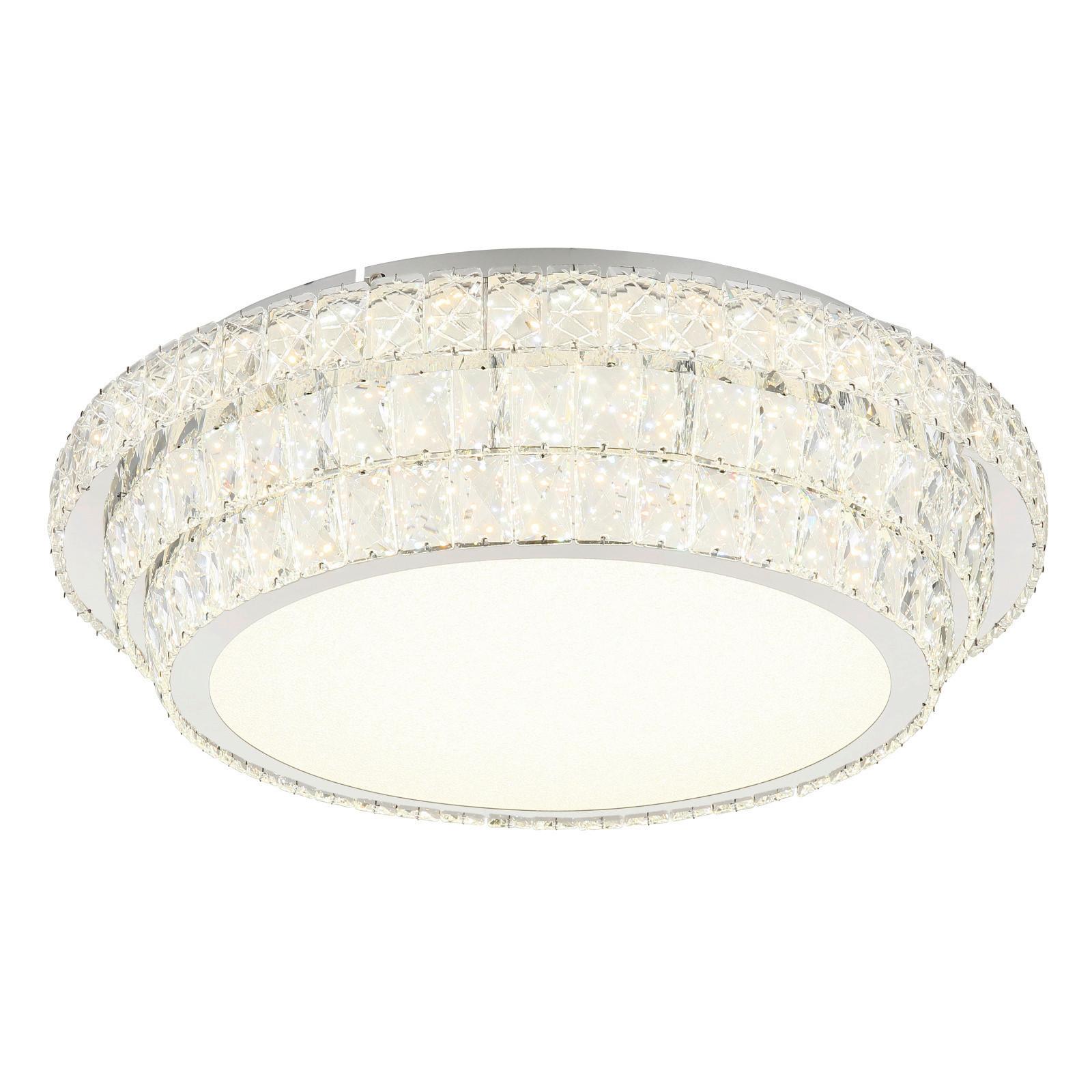 Led Stropna Svjetiljka Boja Kroma, Prozirno - prozirno/boje kroma, Design, staklo/metal (60/60/15,5cm) - Globo