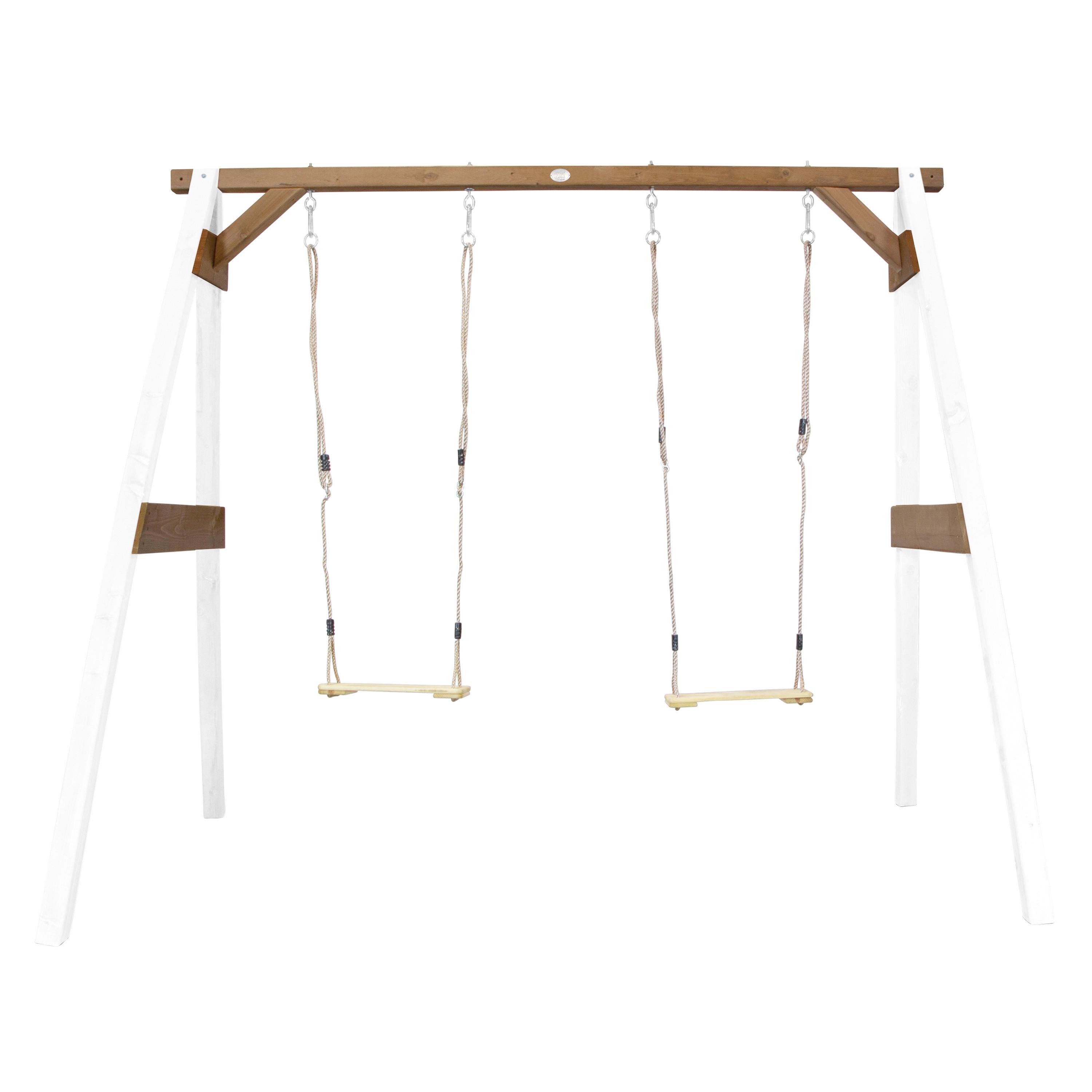 Schaukel Double Swing - Braun/Weiß, Basics, Holz (254/207/160cm) - Ambia Garden