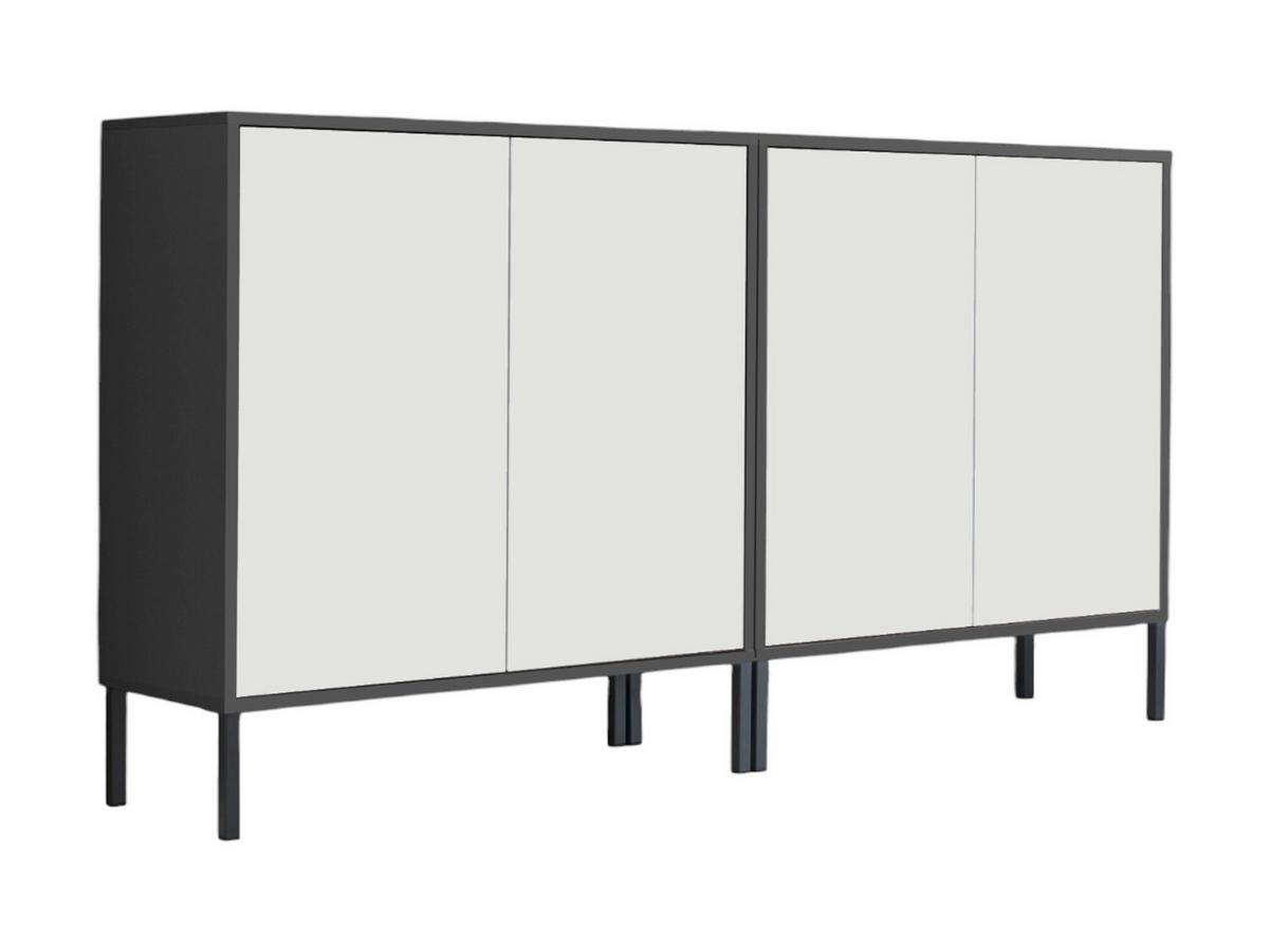 Sideboard Mailand Set 2 Anthrazit/Weiß - Anthrazit/Weiß, MODERN, Holzwerkstoff/Metall (158/86/33cm) - MID.YOU