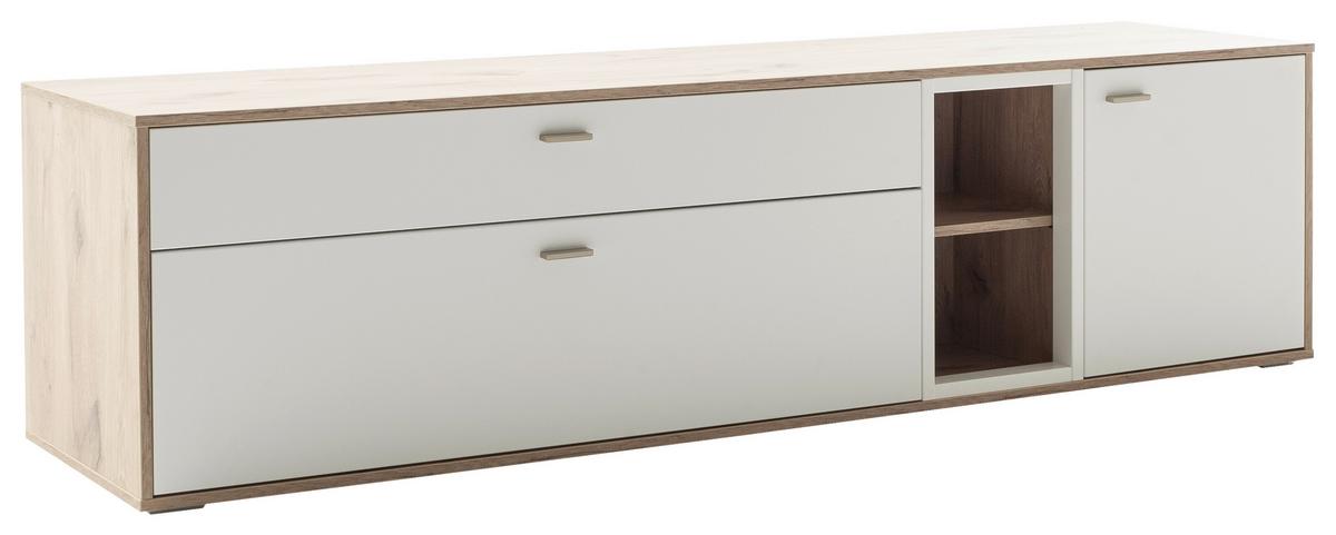 TV-Element Santerno Weiß/Eichefarben - Eichefarben/Weiß, KONVENTIONELL, Holzwerkstoff/Metall (199/53/50cm) - Mömax