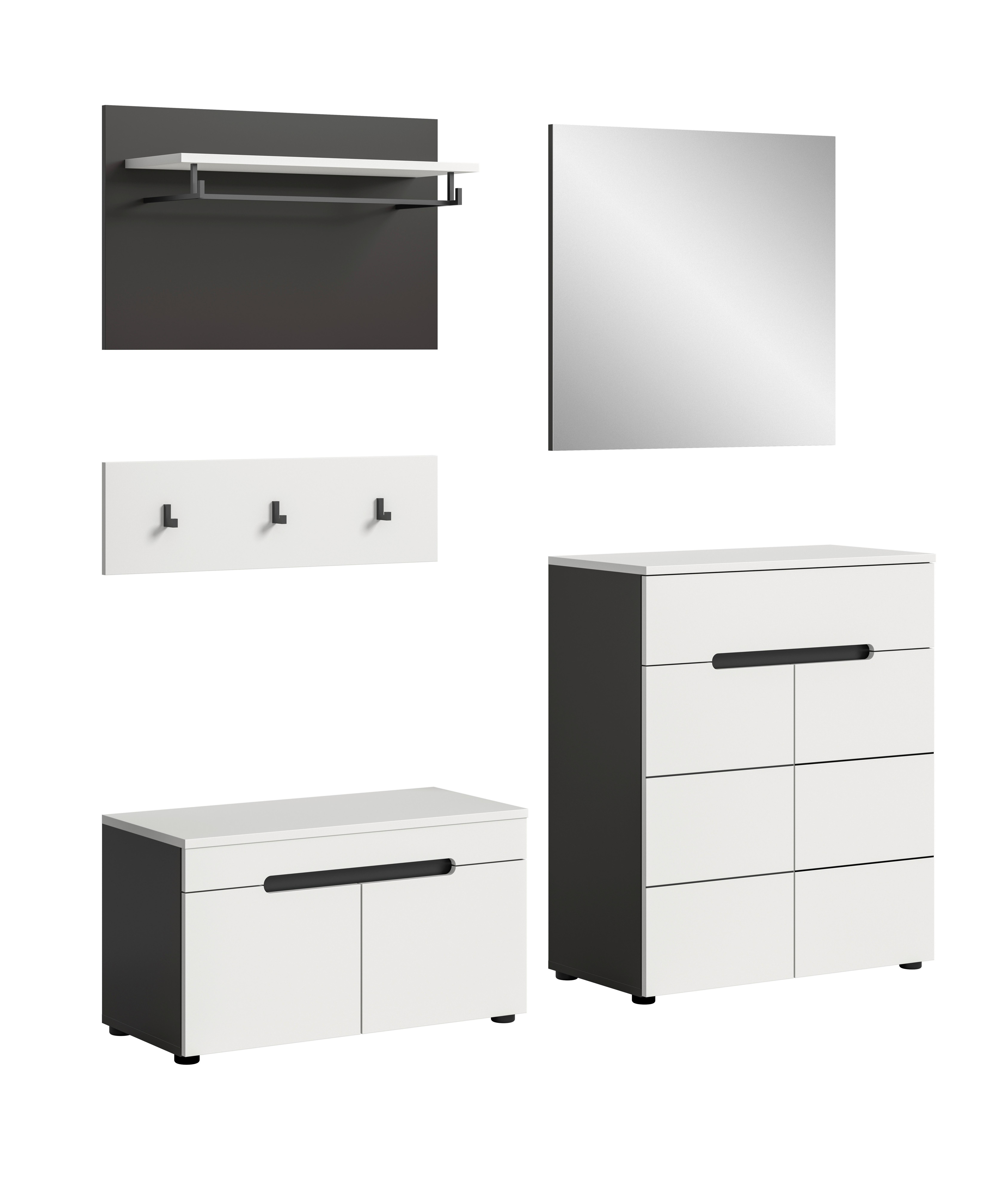 Predsoba Canu, Bela, Siva, 4-Delna - siva/bela, Design, leseni material (175/190/37cm) - Livetastic