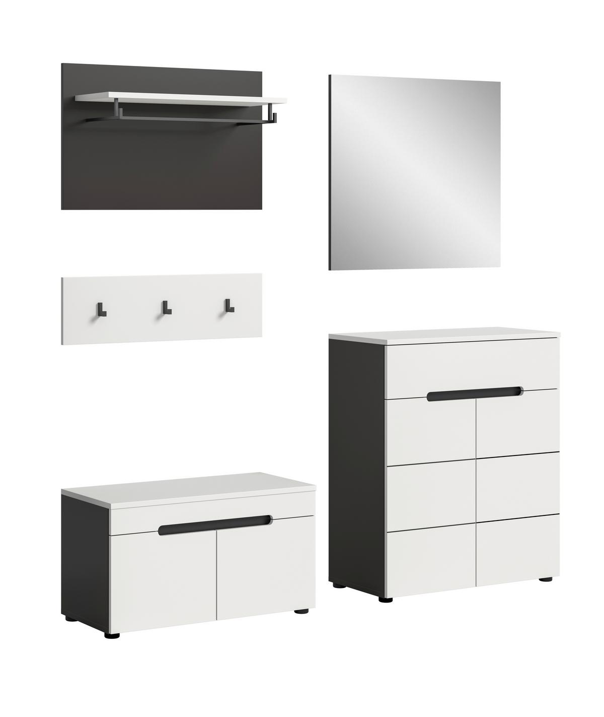 Predsoba Canu, Bela, Siva, 4-Delna - siva/bela, Design, leseni material (175/190/37cm) - Livetastic