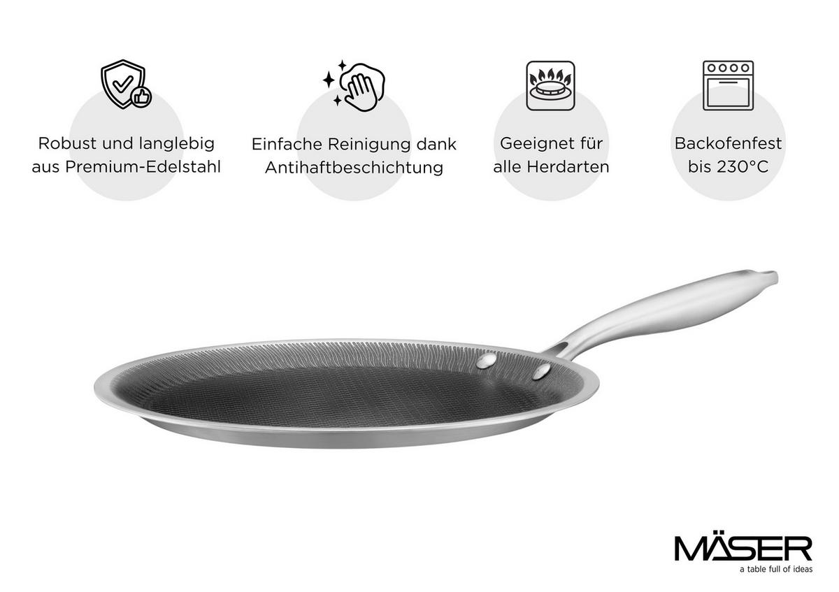 Crepespfanne 935599 - Silberfarben/Schwarz, Basics, Metall (28/2,5cm) - Mäser