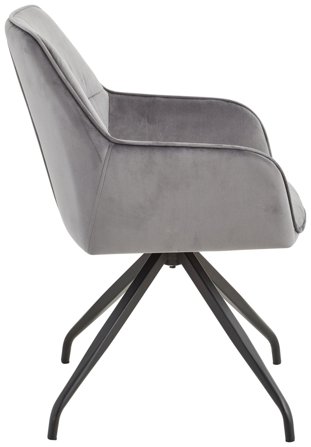 KRZESŁO Z PODŁOKIETNIKAMI RAPALLO - czarny/szary, Modern, metal/drewno (57/83,5/60cm) - Livetastic