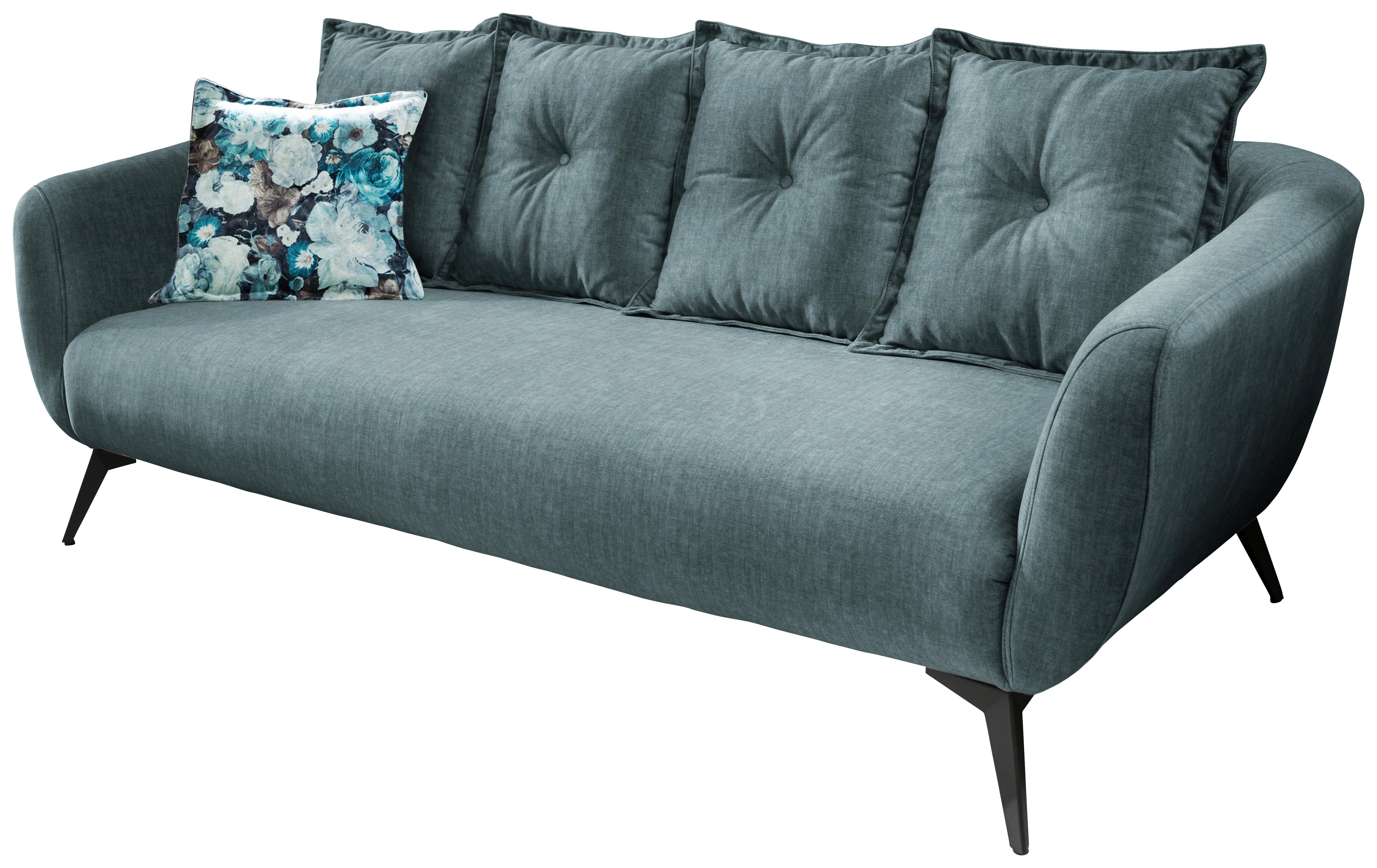 3-Sitzer-Sofa Baggio Dunkelblau/Dunkelgrün Velours - Blau/Multicolor, MODERN, Holz/Textil (236/94/103cm) - Livetastic