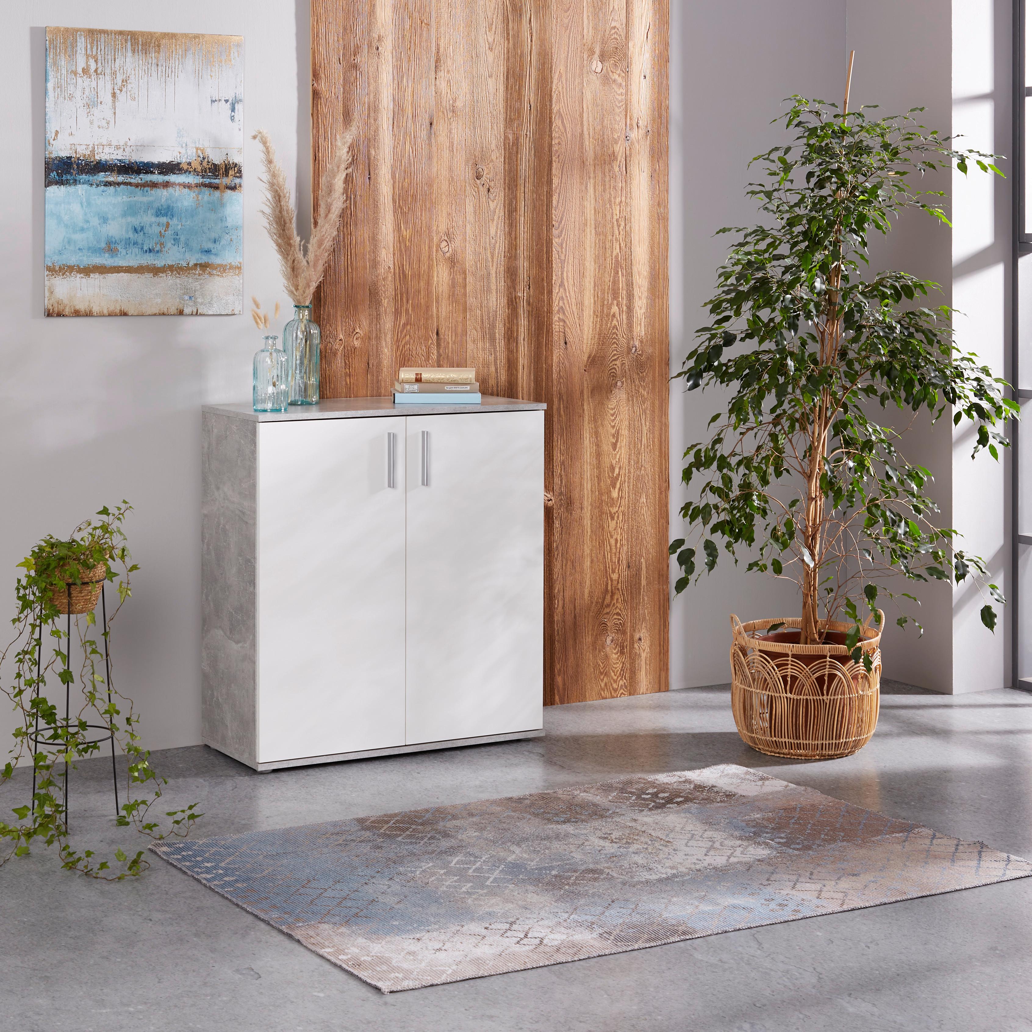 Komoda Ina 01 - bela/barve aluminija, Moderno, umetna masa/leseni material (88,2/94,8/38,3cm) - Modern Living