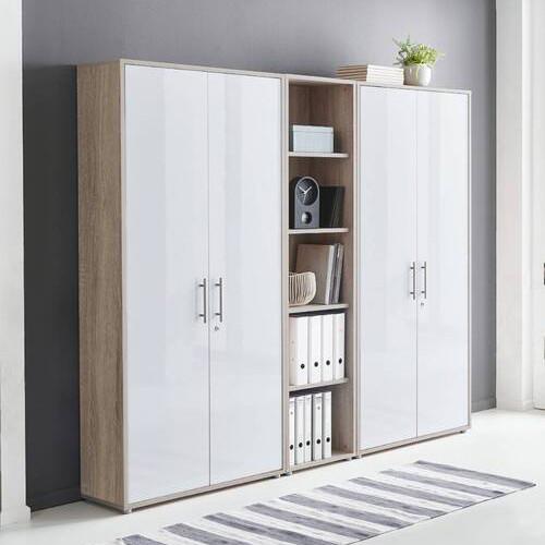 Aktenschrank Office Edition Sw Set 10 Eiche/Weiß - Weiß Hochglanz/Sonoma Eiche, MODERN, Holzwerkstoff (212,9/185,6/33cm) - MID.YOU
