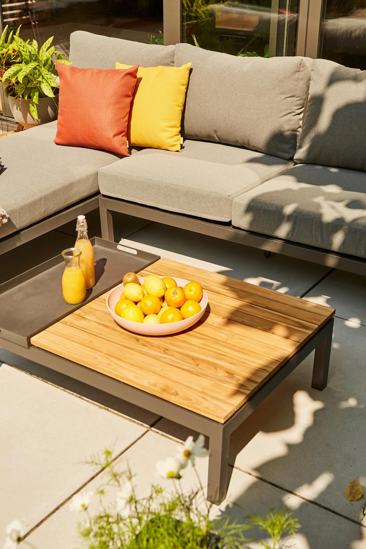 Modul-Loungegarnitur 3-tlg. Grau Teakholz - Anthrazit/Grau, KONVENTIONELL, Holz/Textil (172/84/102cm) - Siena Garden