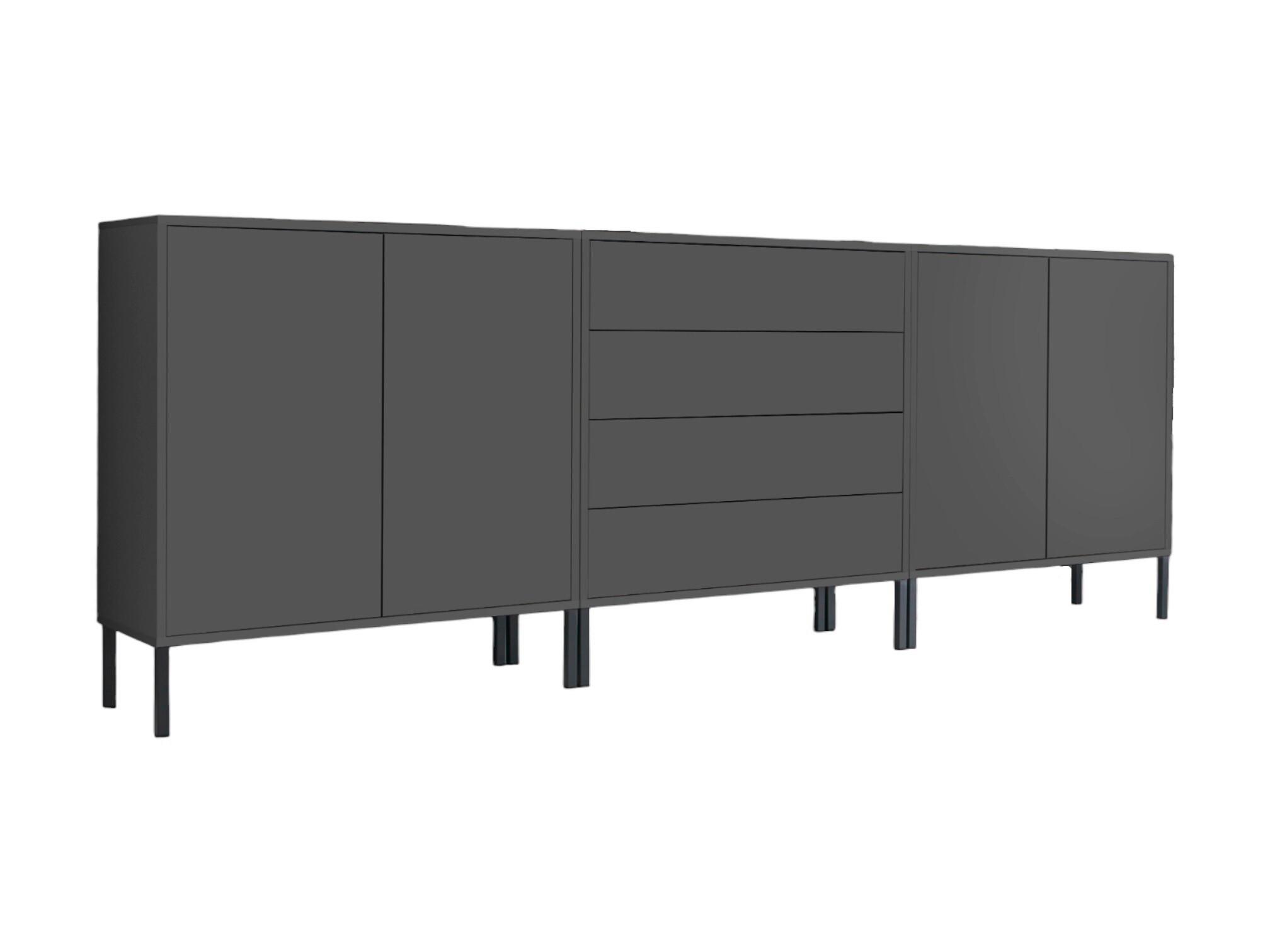 Sideboard Mailand Set 5 Anthrazit - Anthrazit, MODERN, Holzwerkstoff/Metall (237/86/33cm) - MID.YOU