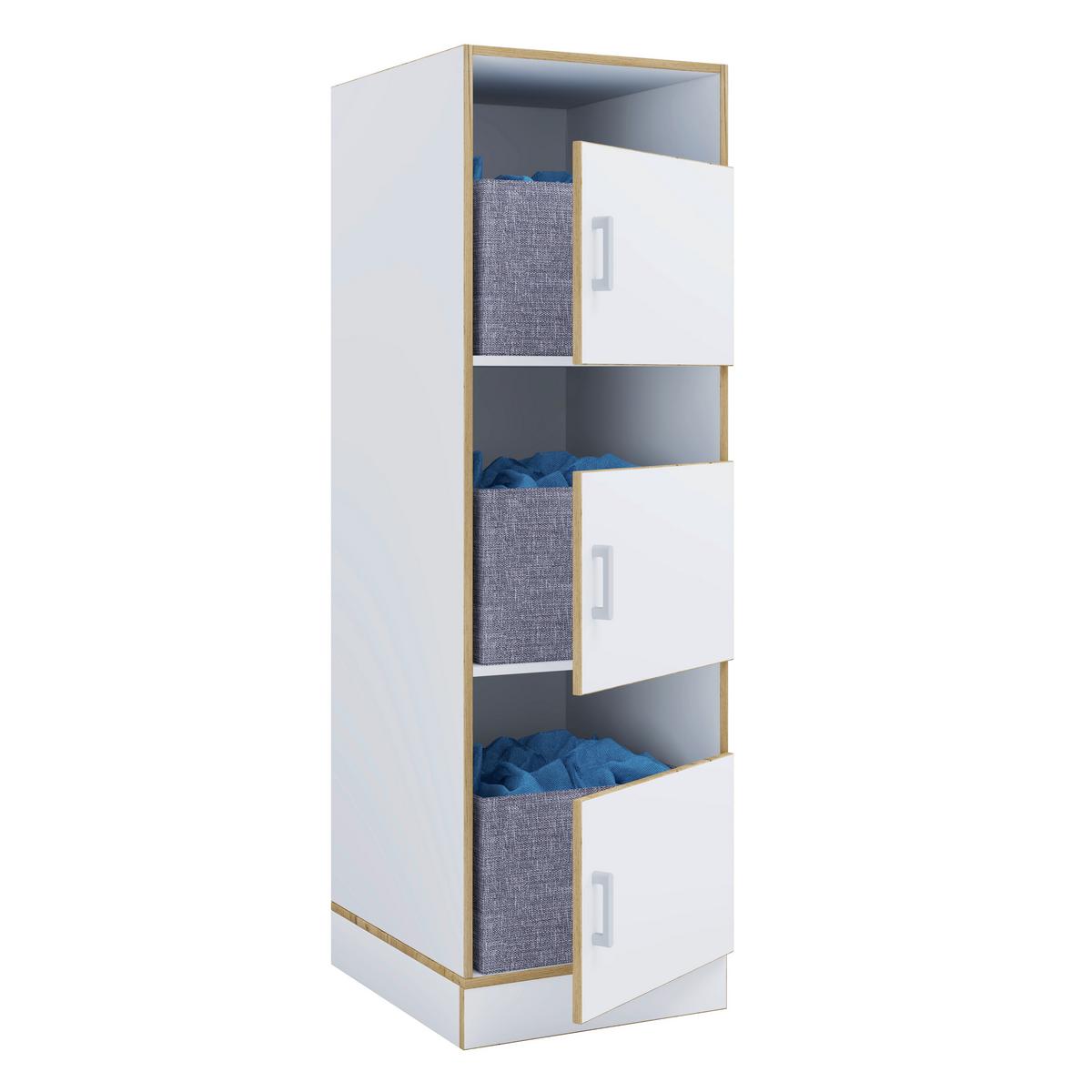 Wäscheschrank Rislo - Honigeiche/Weiss, Trend, Holzwerkstoff/Kunststoff (50/162/60cm) - MID.YOU