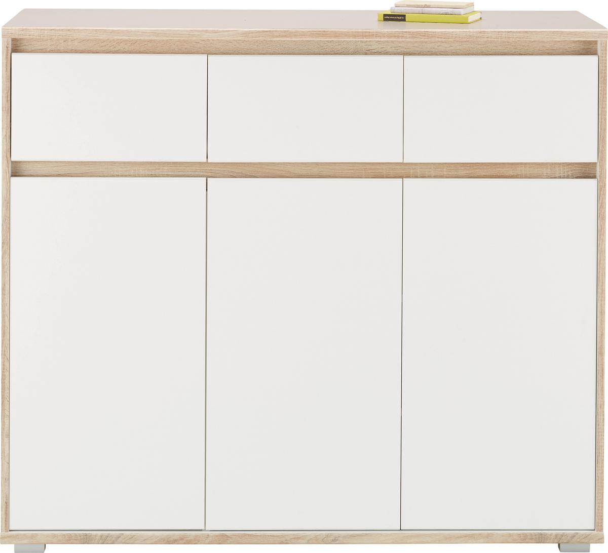 Comodă Pluto - stejar Sonoma/alb, Modern, material pe bază de lemn (118/103/48cm) - Modern Living