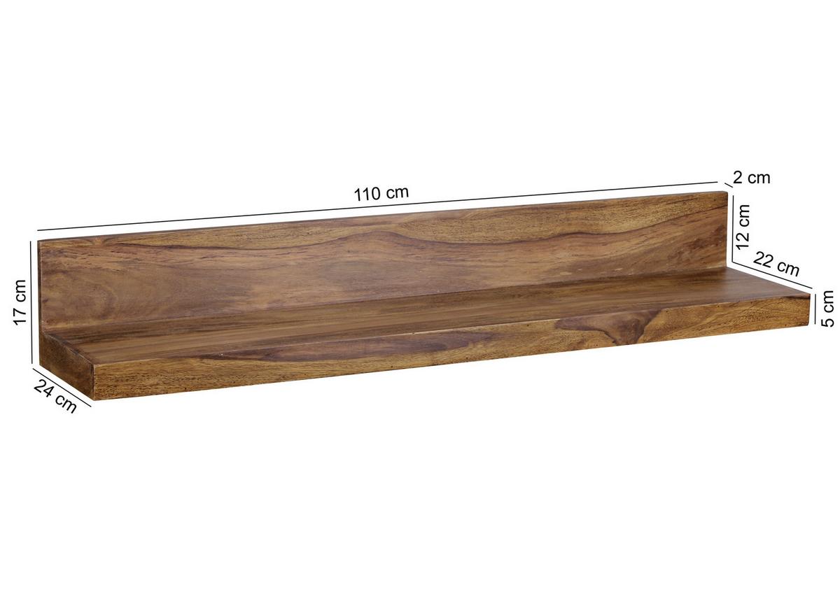 Wandregal in Sheeshamfarbe 'Mumbai' - Sheeshamfarben, MODERN, Holz (110/17/24cm) - MID.YOU