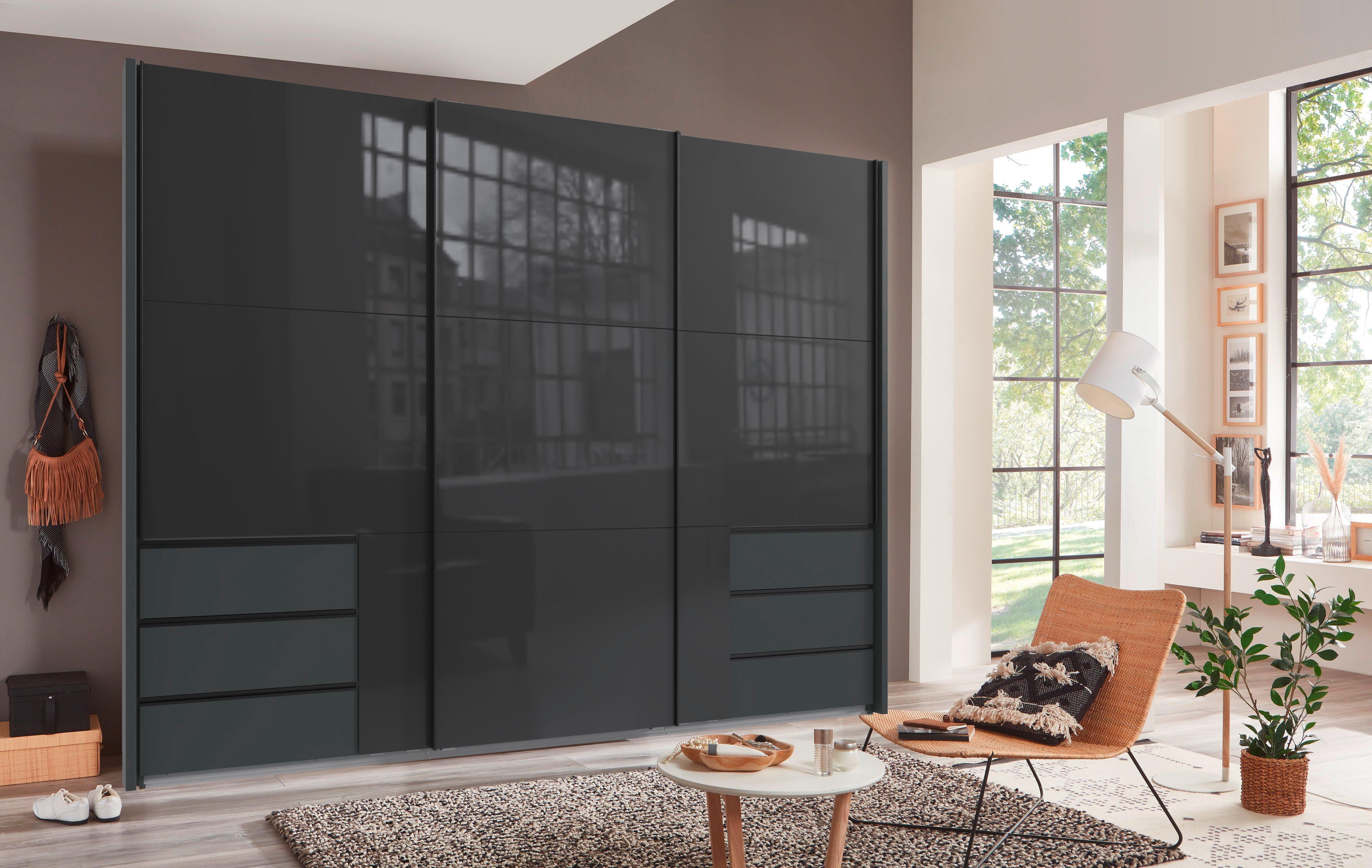Ormar Level 36 C - siva/boje grafita, Design, staklo/drvni materijal (300/236/65cm) - Premium Living