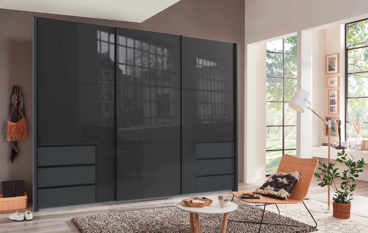 Ormar Level 36 C - siva/boje grafita, Design, staklo/drvni materijal (300/236/65cm) - Premium Living
