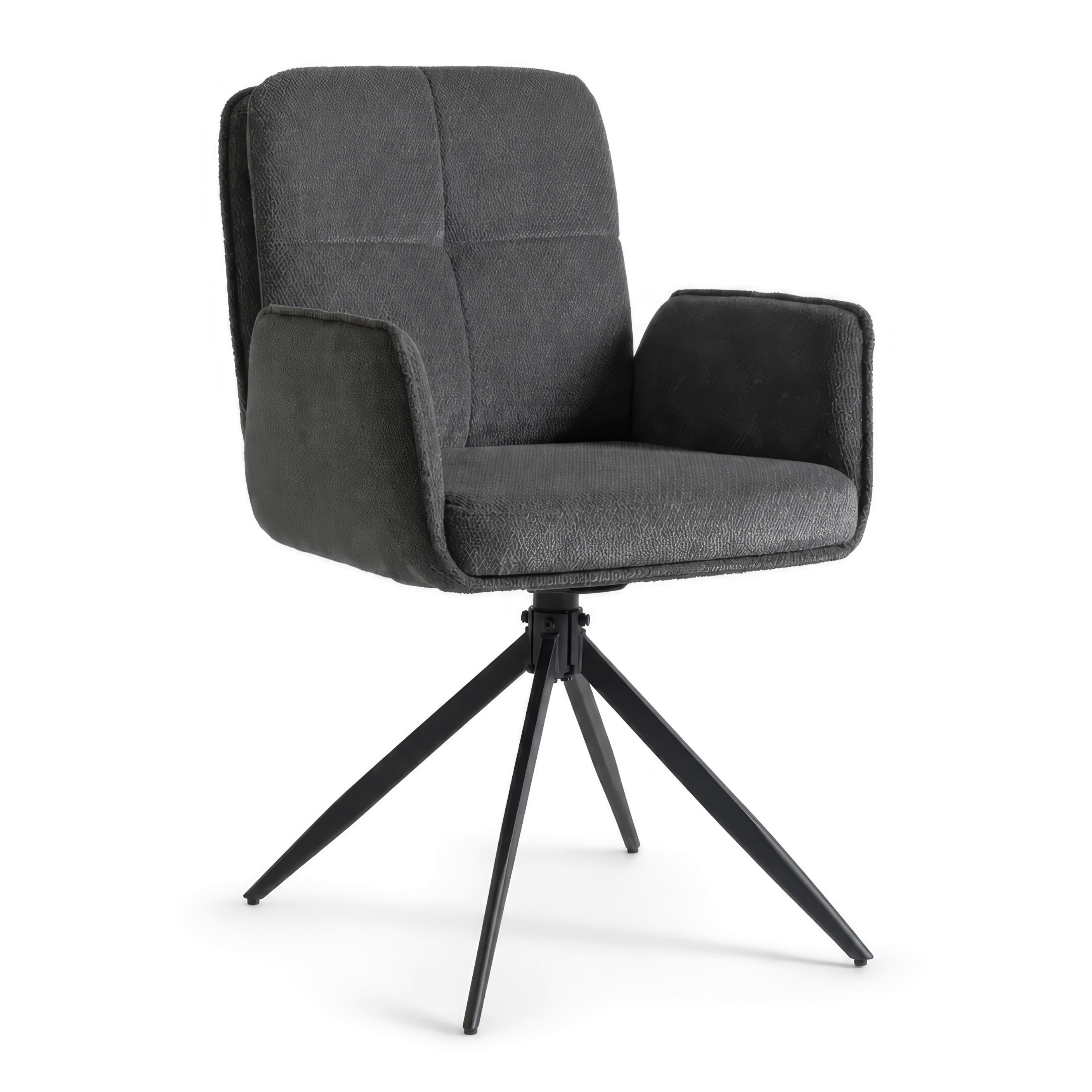 Armlehnstuhl Nalani Dunkelgrau Webstoff Drehbar Gepolstert - Dunkelgrau, MODERN, Textil/Metall (58/86/62cm) - Bessagi Home