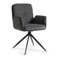 Armlehnstuhl Nalani Dunkelgrau Webstoff Drehbar Gepolstert - Dunkelgrau, MODERN, Textil/Metall (58/86/62cm) - Bessagi Home