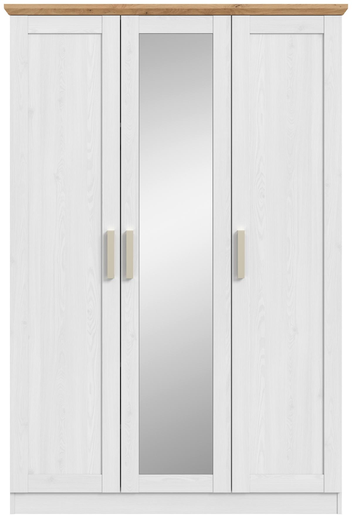 Drehtürenschrank Florenz ca.124x185x54cm Weiß - Champagner, MODERN, Holzwerkstoff/Kunststoff (124/185/54cm) - MID.YOU