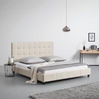 Polsterbett FREDERICO beige, ca. 180x200cm - Creme/Schwarz, Modern, Holzwerkstoff/Kunststoff (180/200cm) - Bessagi Home