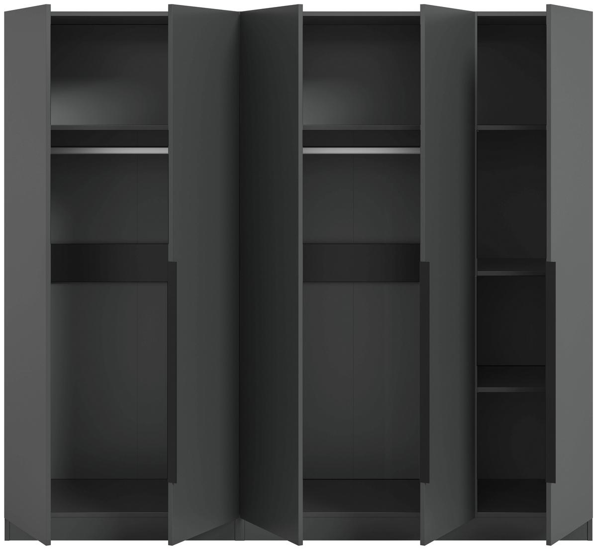 Drehtürenschrank KOPENHAGEN ca.200x181x52cm Anthrazit - Anthrazit/Schwarz, MODERN, Holzwerkstoff/Kunststoff (200/181/52cm) - MID.YOU