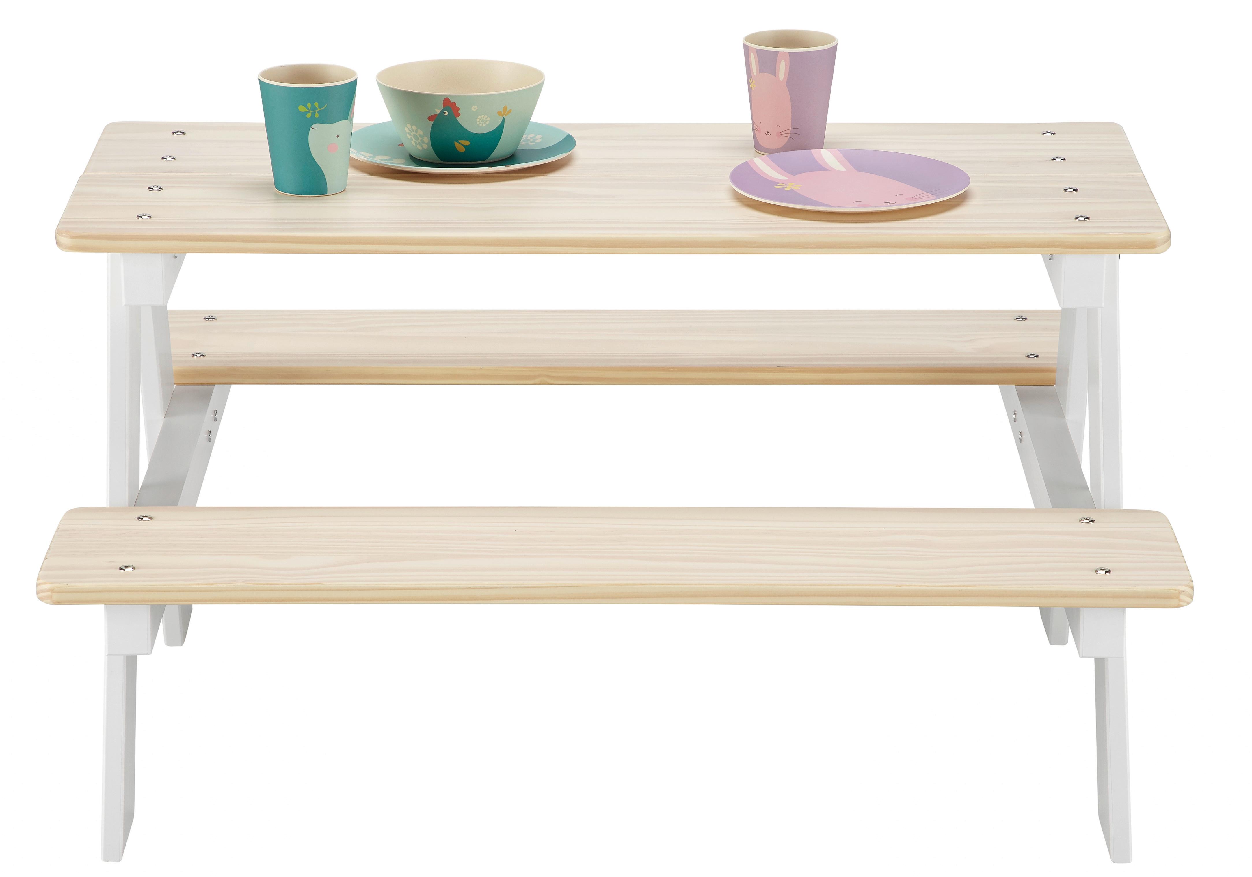 Kindertisch aus Kiefer in Weiss/Naturfarben - Weiss/Naturfarben, Konventionell, Holz (90/50/82cm) - Zandiara