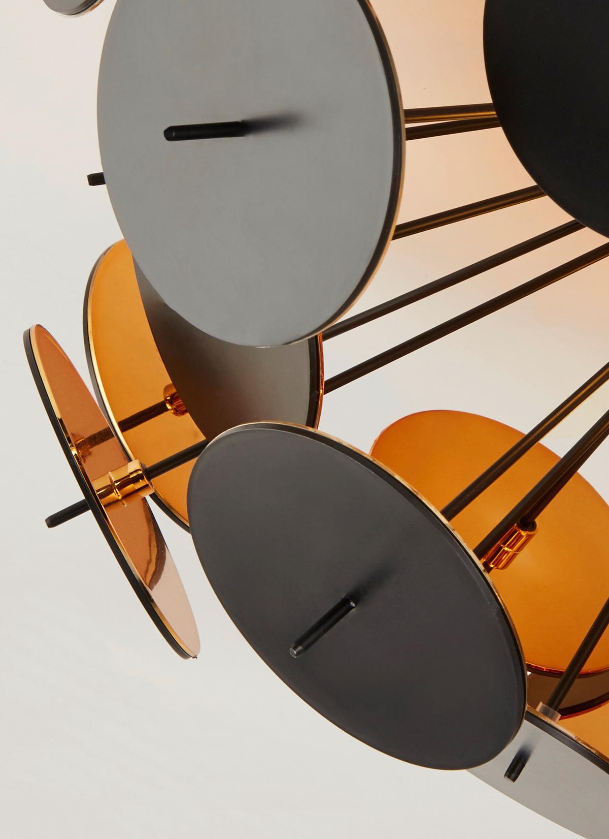 Mennyezeti Lámpa Discus 3073-3bg - fekete/aranyszínű, Design, műanyag/fém (52/27cm)