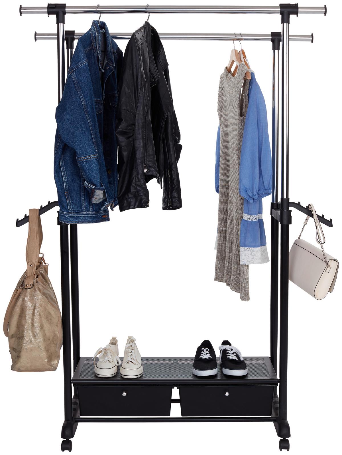 Stalak Za Odjeću Cuba 2 - boje kroma/crna, Moderno, metal/plastika (92-143/116-176/44cm) - Modern Living