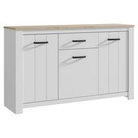 Comodă cu uși ELARA - alb/stejar Bianco, Modern, plastic/metal (161,4/95,7/42,2cm) - Modern Living