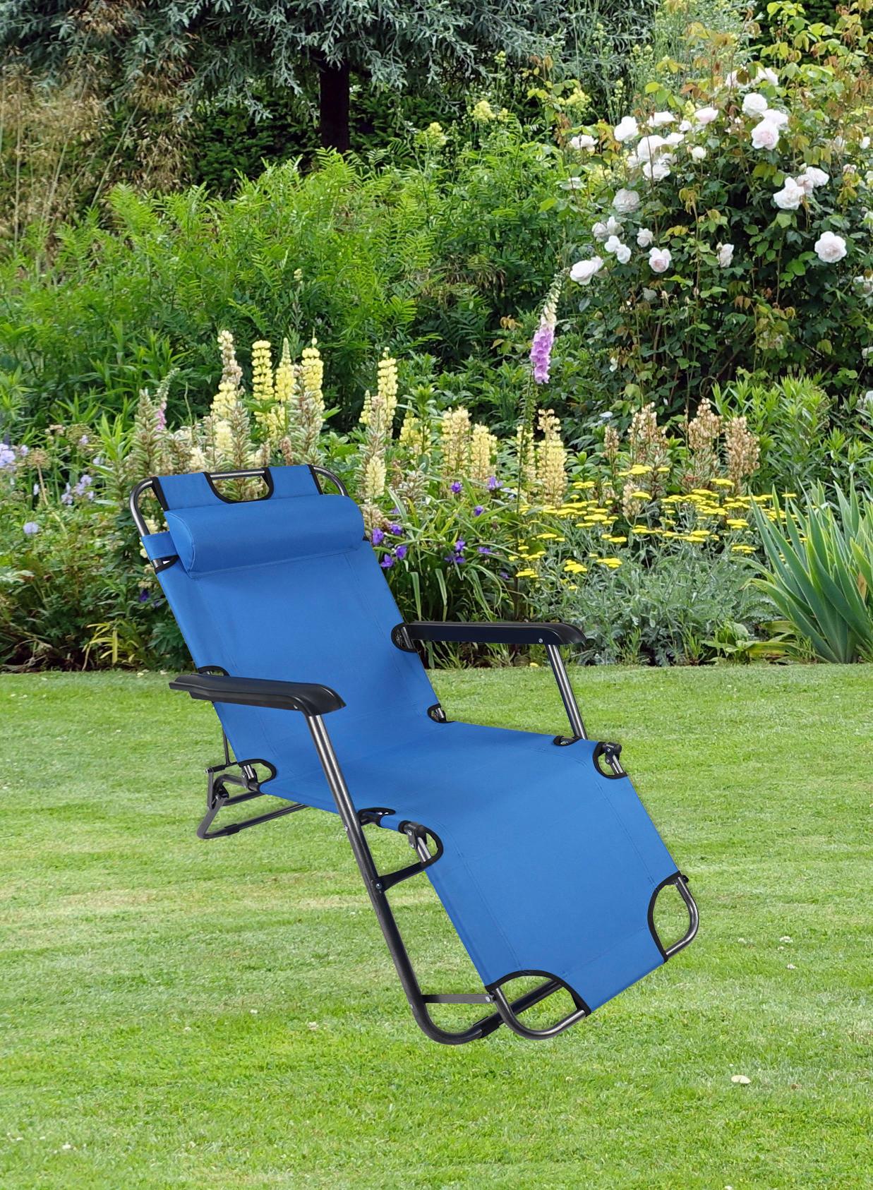 GARTENLIEGE MALTOSA - Blau, Modern, Kunststoff/Textil (60/27/153cm) - Ambia Garden