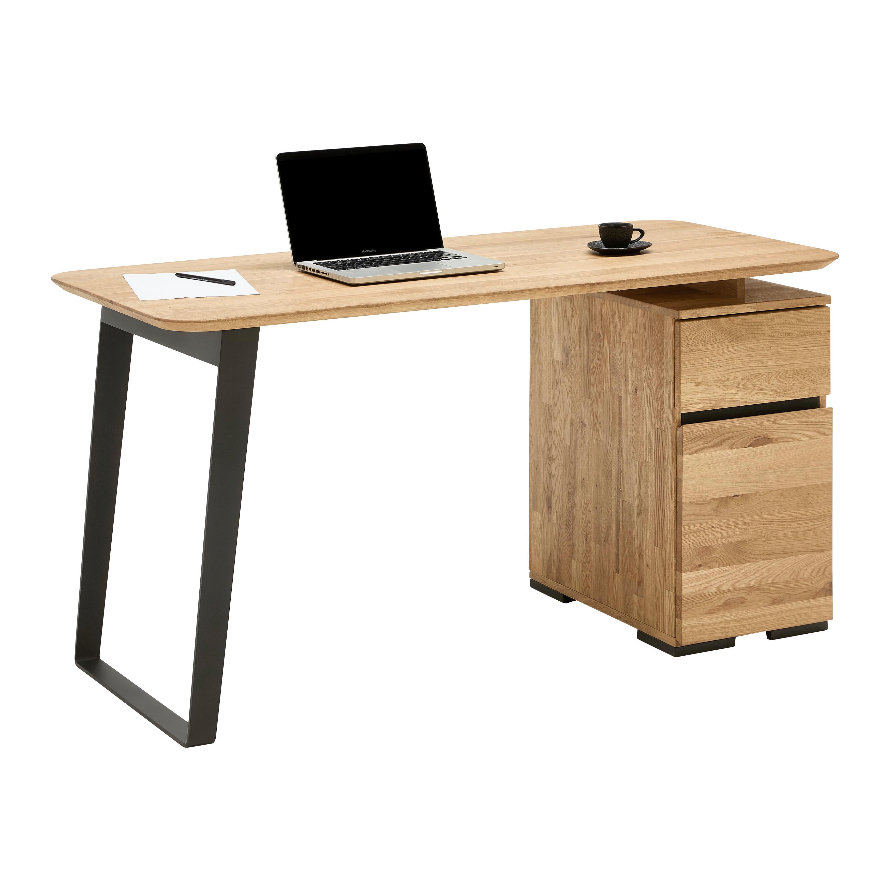 Schreibtisch Albero Naturfarben/Schwarz - Schwarz/Naturfarben, MODERN, Holz/Metall (140/65/77cm) - Premium Living
