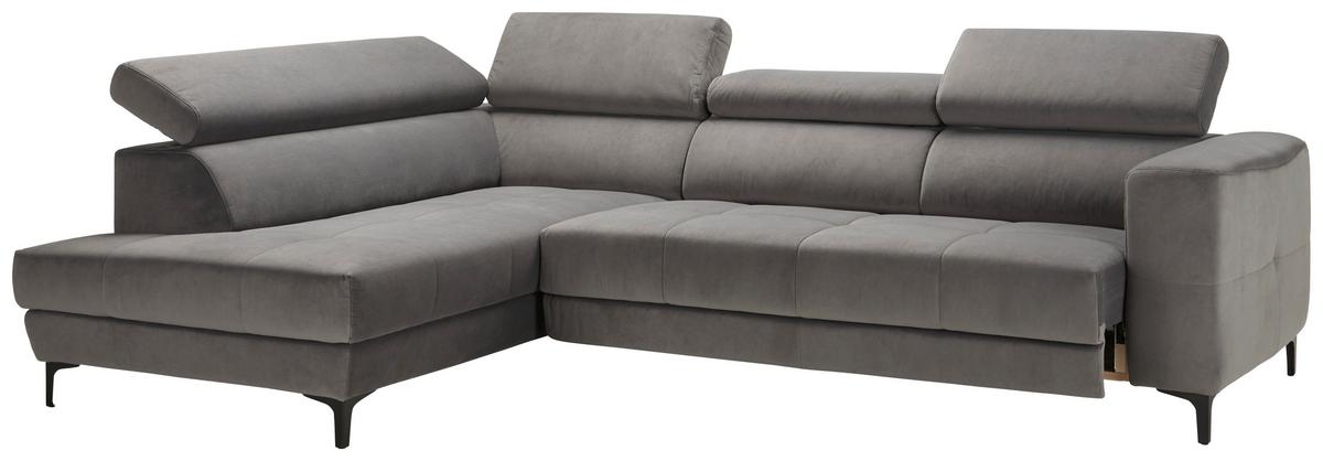 Wohnlandschaft Emma links Grau - Schwarz/Grau, MODERN, Textil (210/47/301cm) - Premium Living