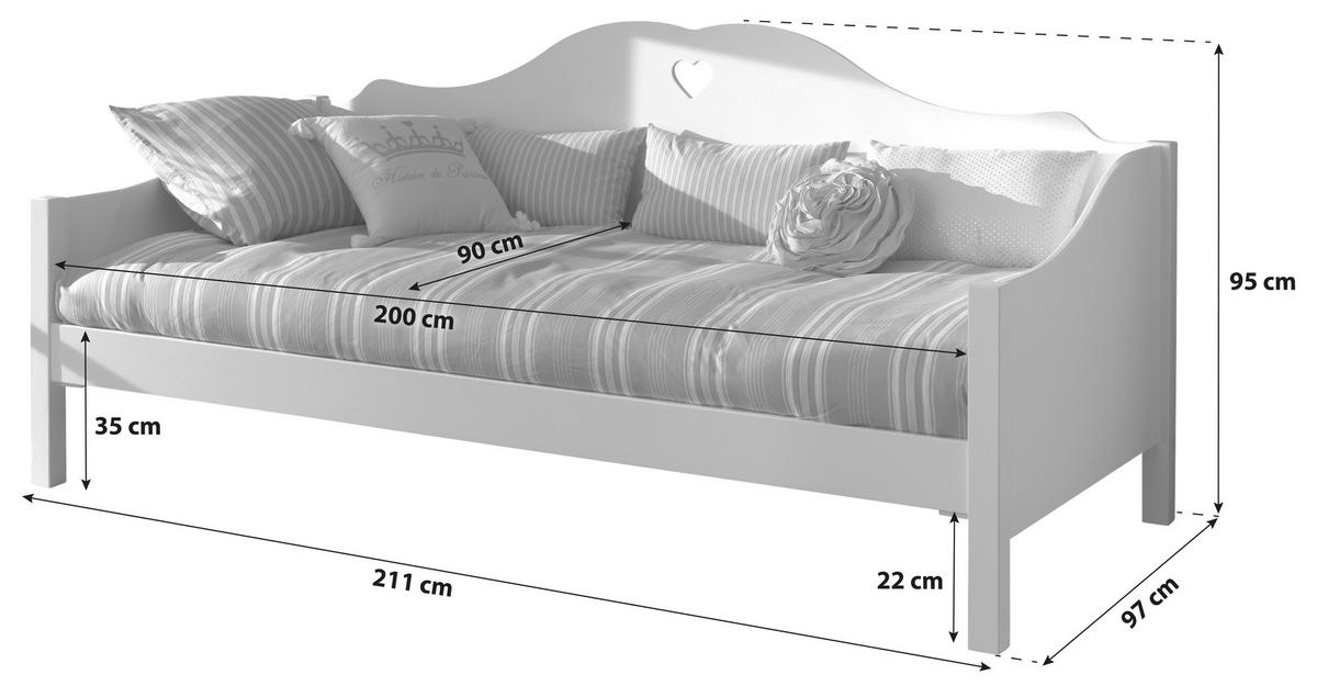 Kojenbett 90x200 Amori, Weiß - Weiß, KONVENTIONELL, Holzwerkstoff (90/200cm) - MID.YOU
