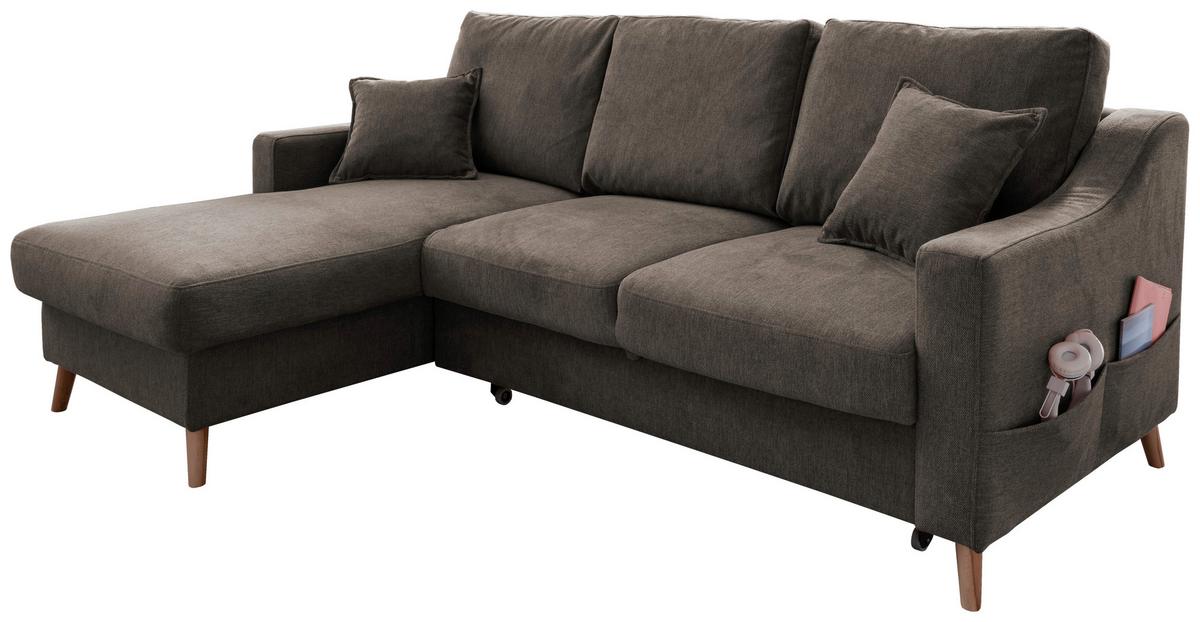 Wohnlandschaft Valentina Braun Struktur - Braun/Naturfarben, KONVENTIONELL, Holz/Textil (150/228cm) - P & B