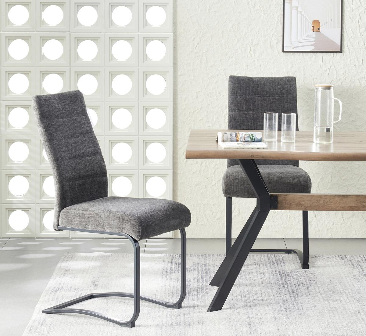 SCHWINGSTUHL-SET LENI - Anthrazit/Schwarz, Modern, Textil/Metall (43/98/59cm) - MID.YOU