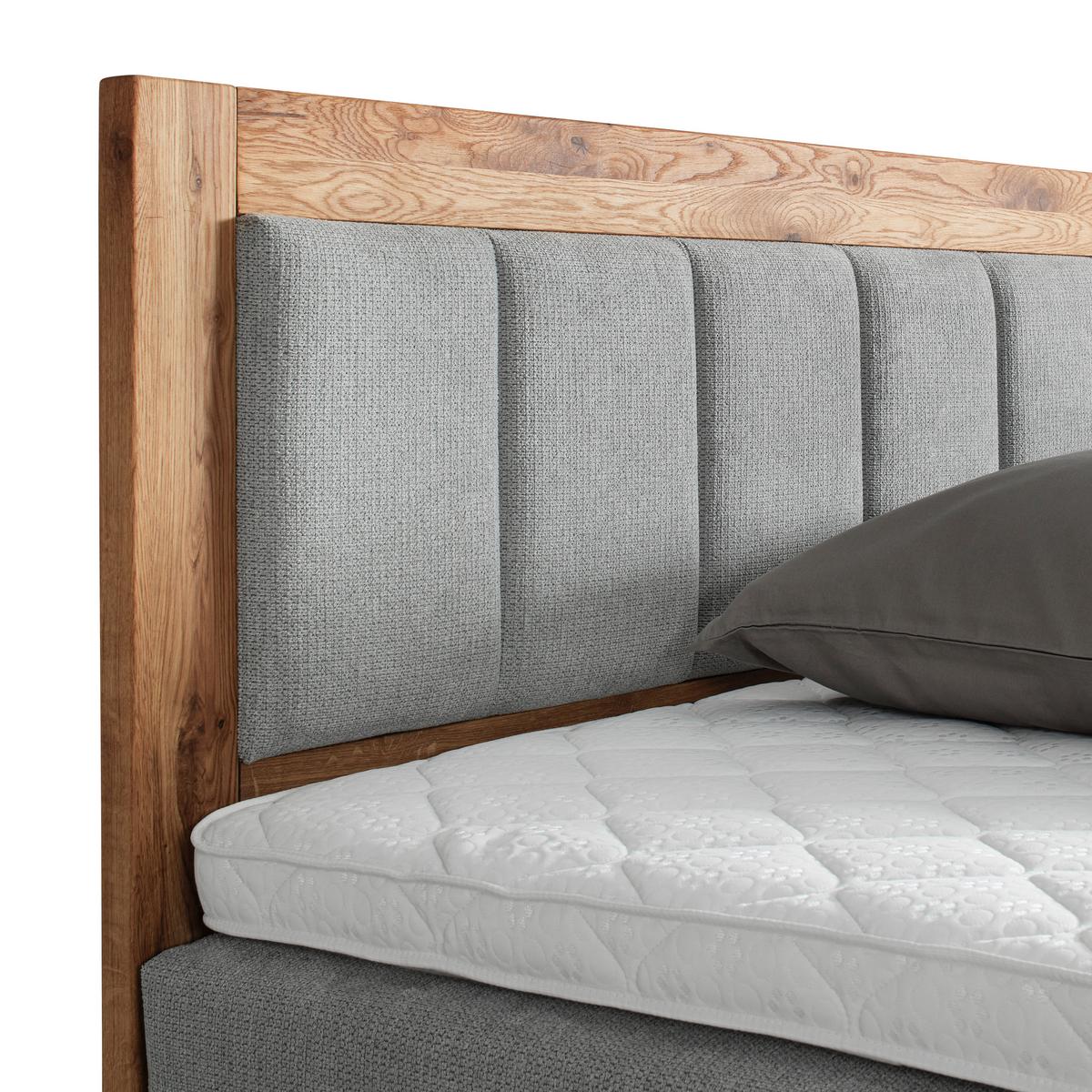 Boxspringbett Carolina Eiche/Grau ca. 160x200cm - Eichefarben/Beige, KONVENTIONELL, Holz/Textil (160/200cm) - ecoTree